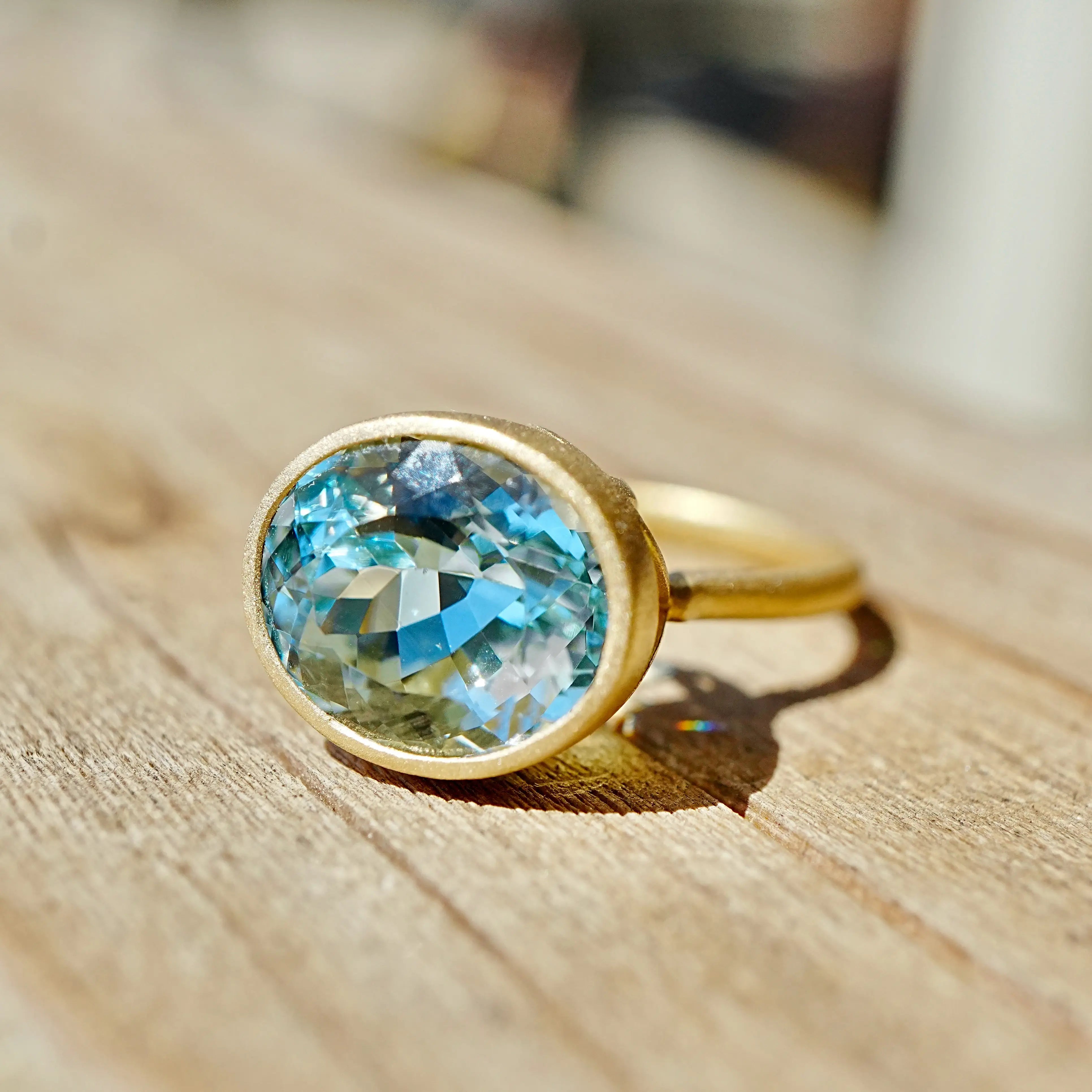 Aria Arch Guild Certified Santa Maria Aquamarine East-West Ring - 6.83ct (One-of-a-Kind)