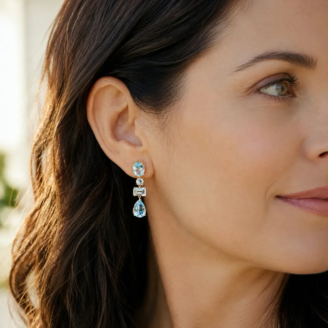 Kai Fine Jewelry Garden Melody Natural  8ct Aquamarine Drop Earrings (One-of-a-Kind)