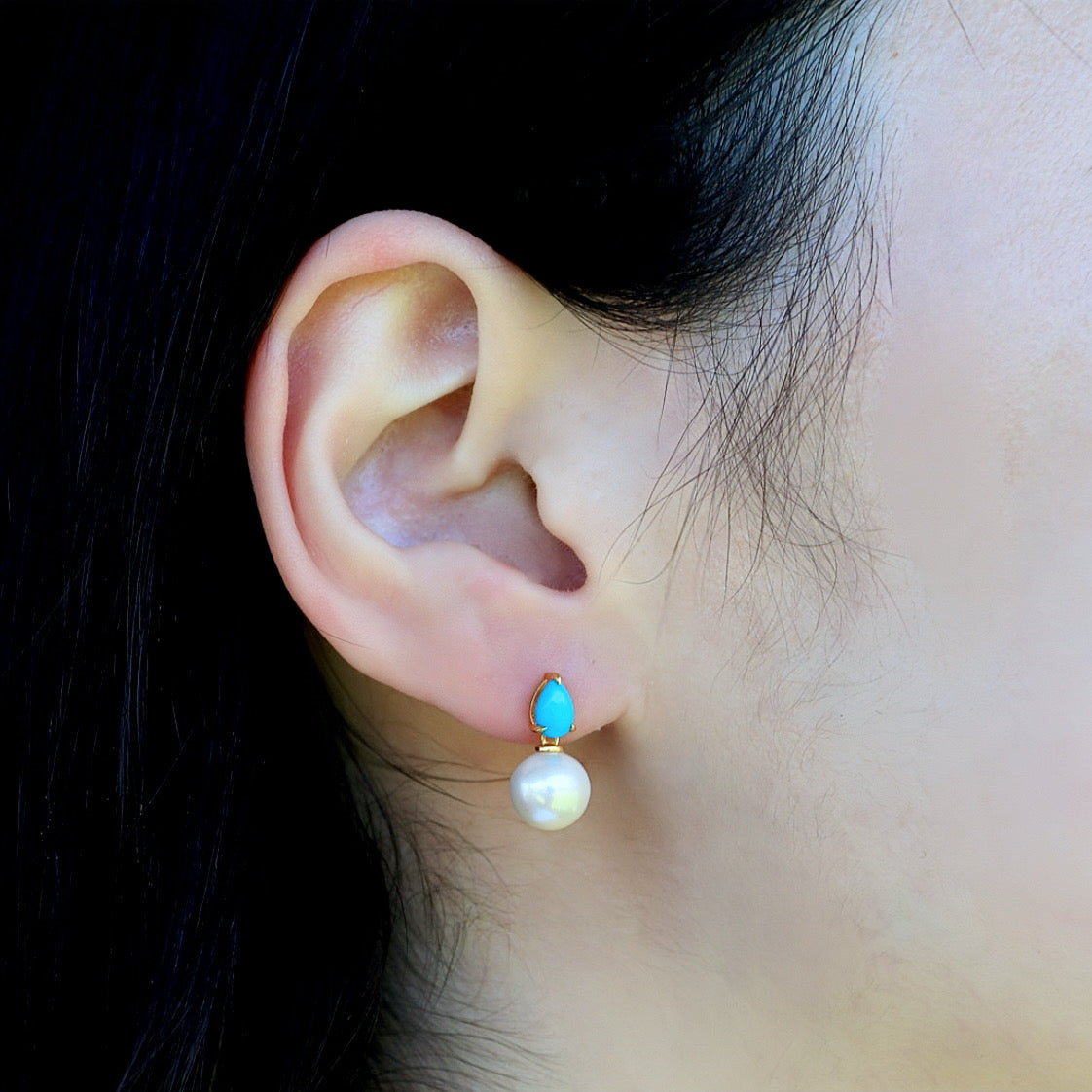 Venus Tears Turquoise Pearl Convertible Earrings