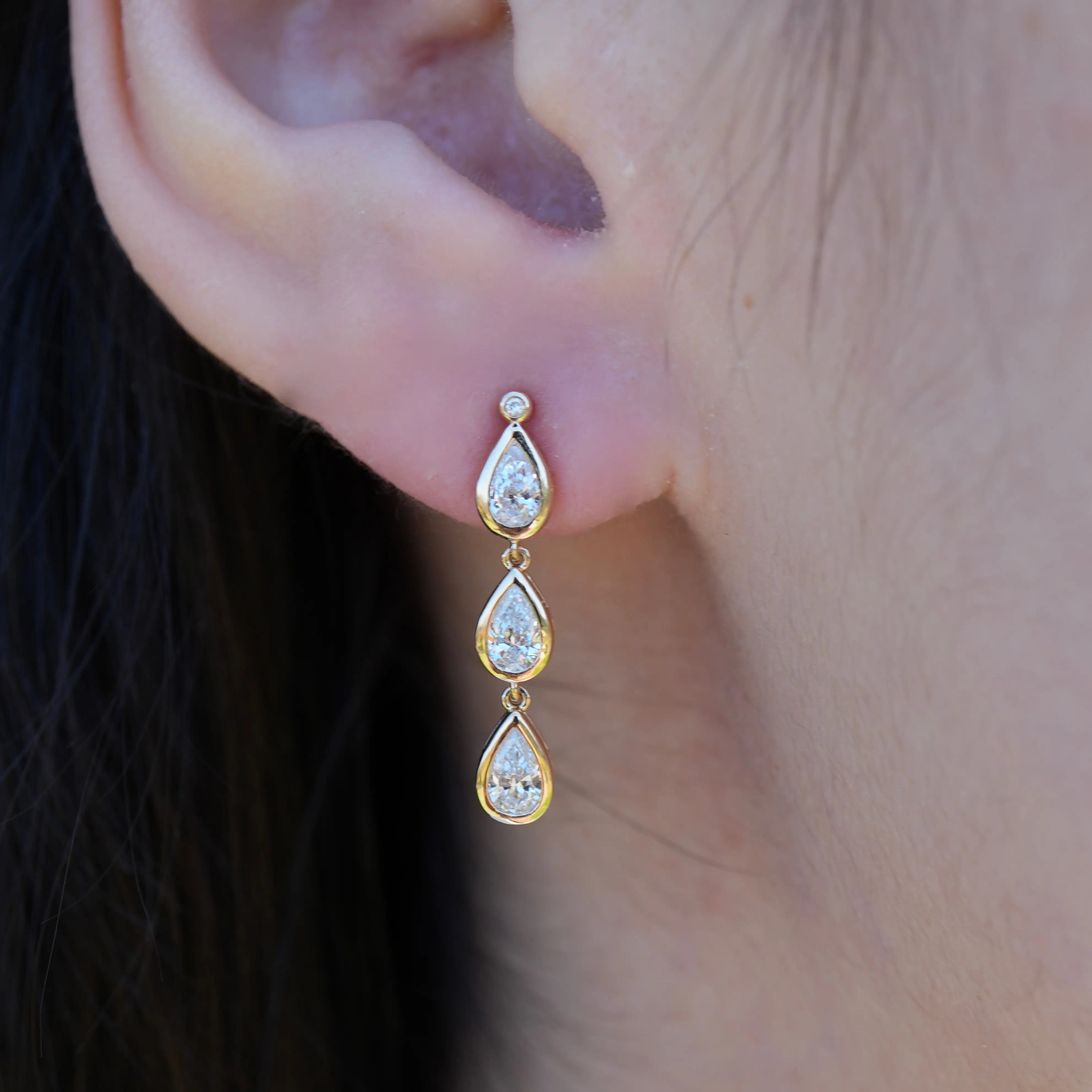 Venus Tears Lab Grown Diamond Drop Earrings 14k yellow gold