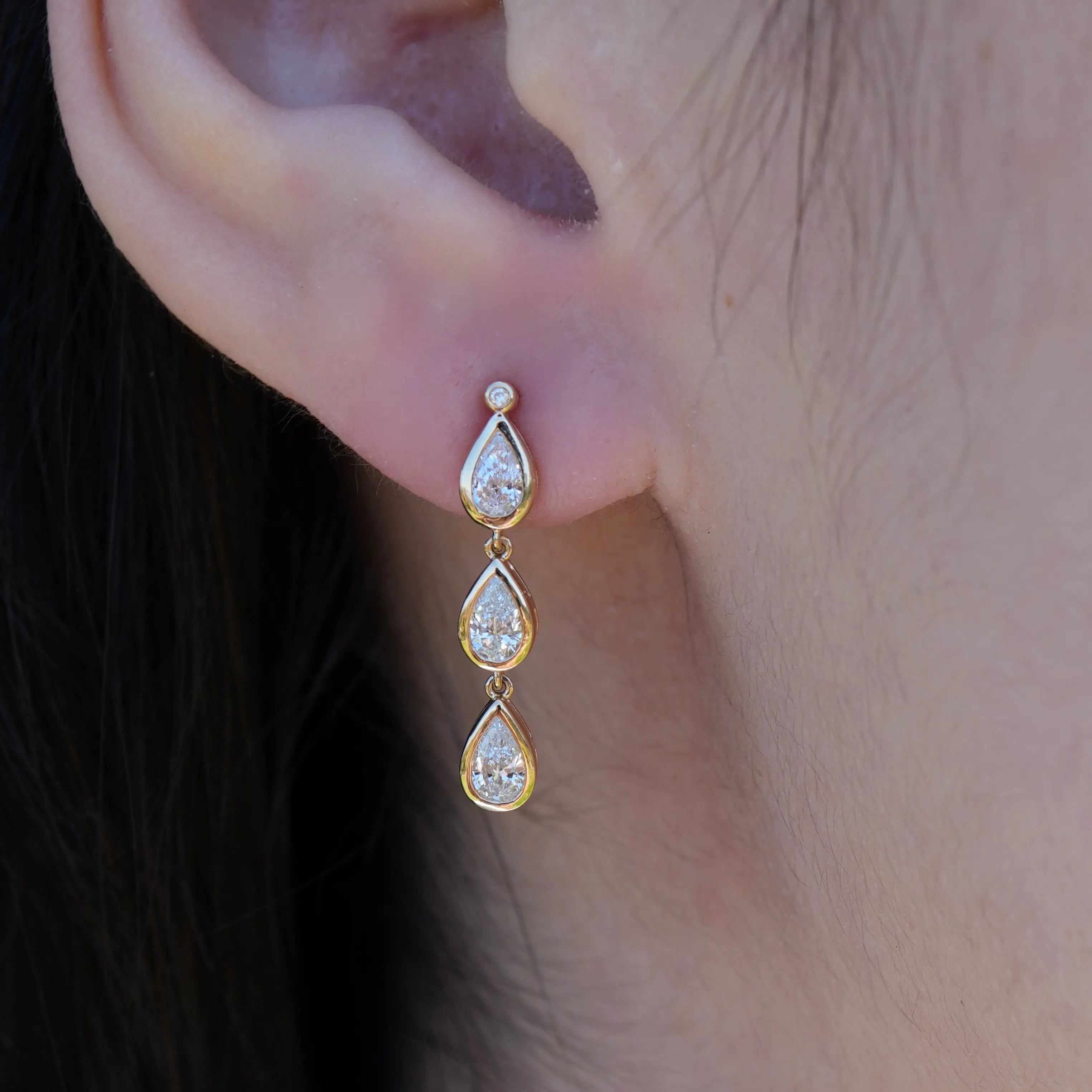 Venus Tears Lab Grown Diamond Drop Earrings 14k yellow gold