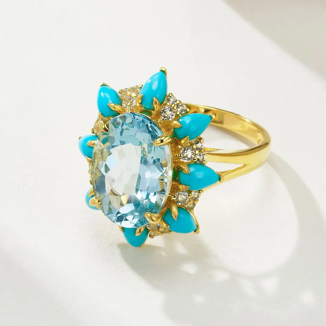 Topaz Turquoise Aquamarine Cocktail Ring