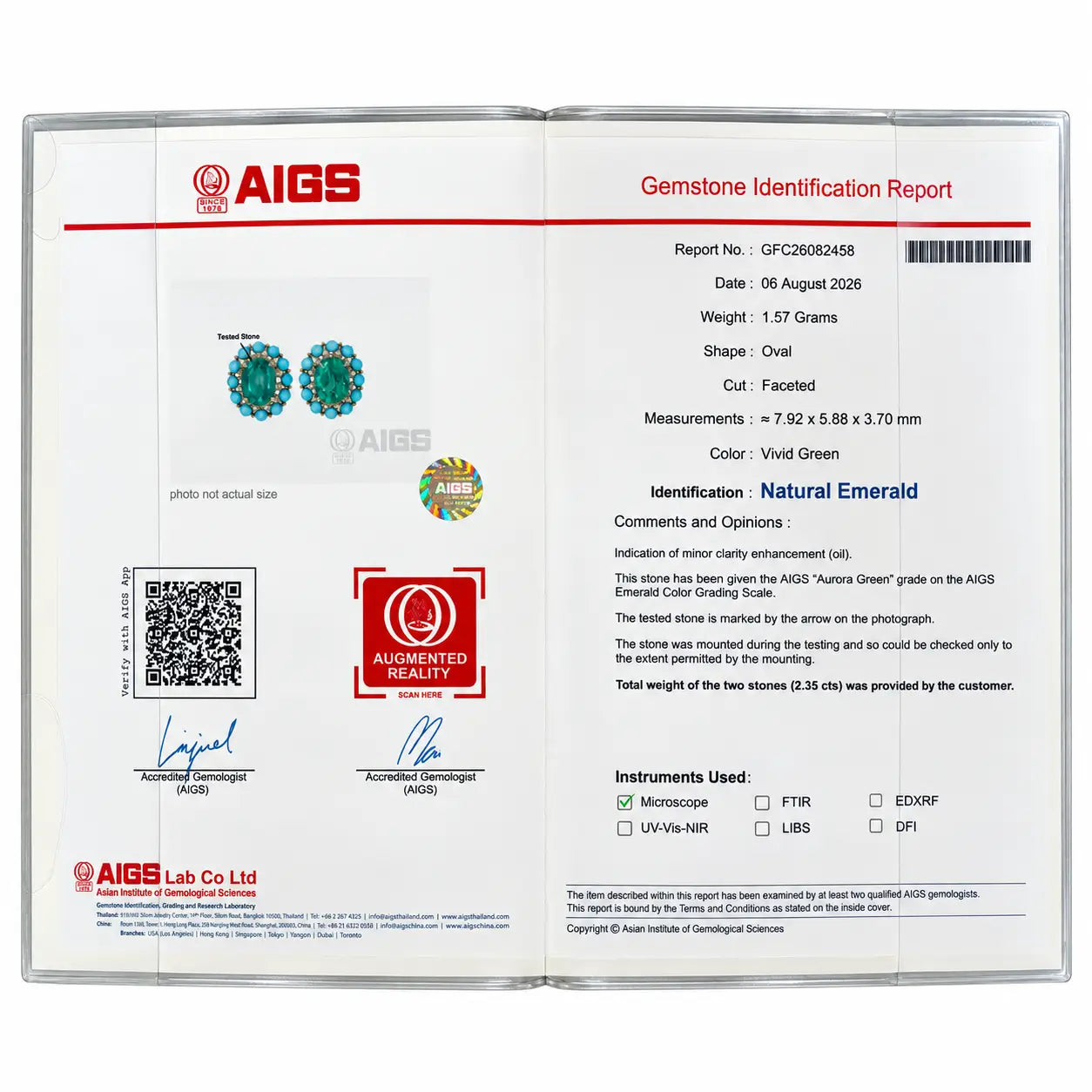 Belle Halo 3.41 ctw AIGS Certified Natural Emerald, Turquoise & Diamond Earrings (One-of-a-Kind)