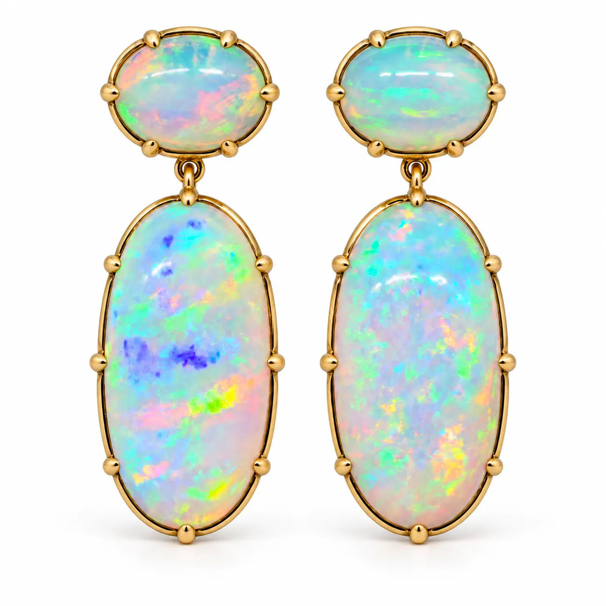 14k yellow gold Aurea 19.17 ctw Natural Opal Drop Earrings (One-of-a-Kind)