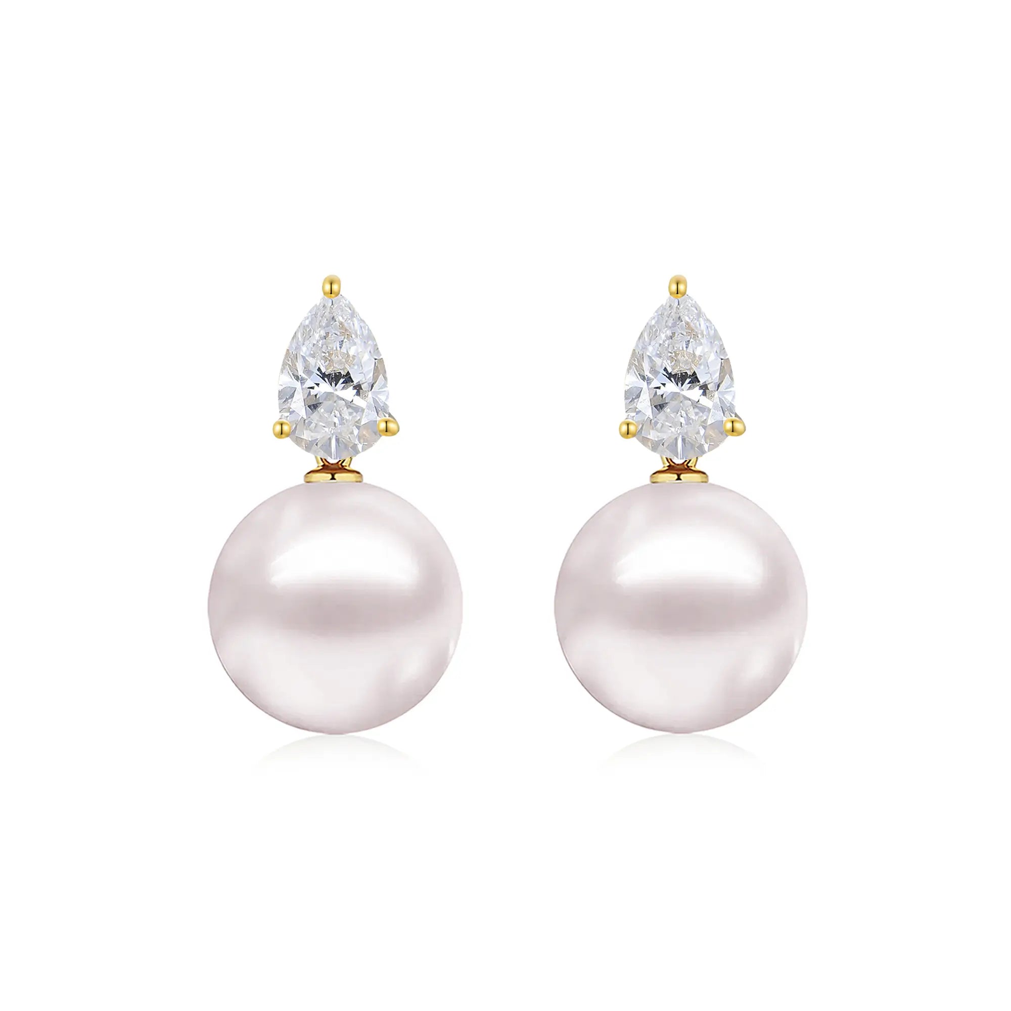 Venus Tears Lab Grown Diamond 8-9mm Pearl Convertible Drop Earrings 14k yellow gold