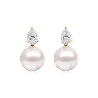Venus Tears Lab Grown Diamond 8-9mm Pearl Convertible Drop Earrings 14k yellow gold