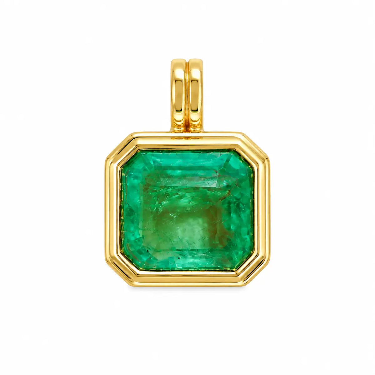 Bella 1.93ct Natural Emerald Diamond Lock Paperclip Chain Necklace (One-of-a-Kind)