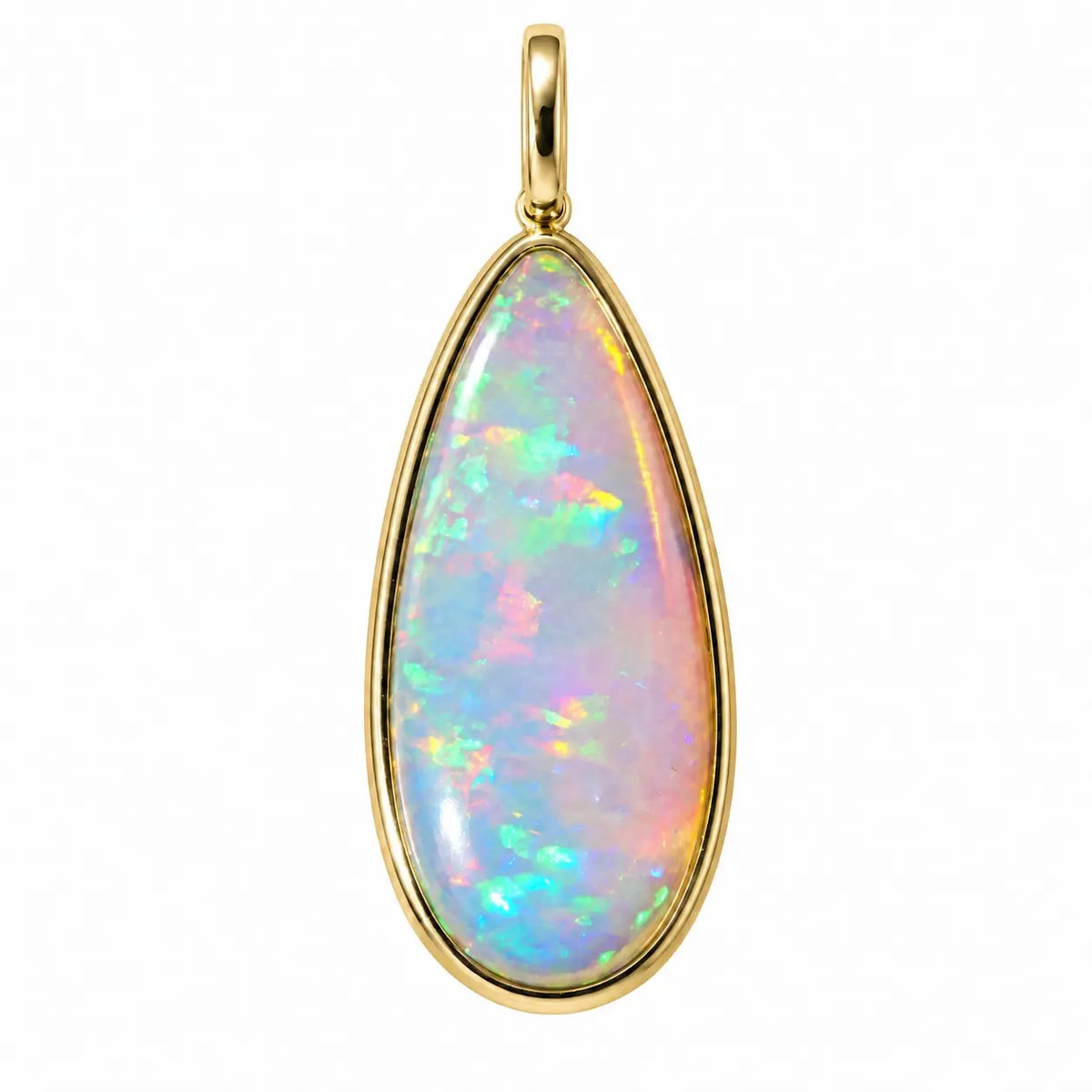 14k yellow gold Vivid Glance 11.15 ctw Natural Opal Diamond Lock Paperclip Chain Necklace (One-of-a-Kind)