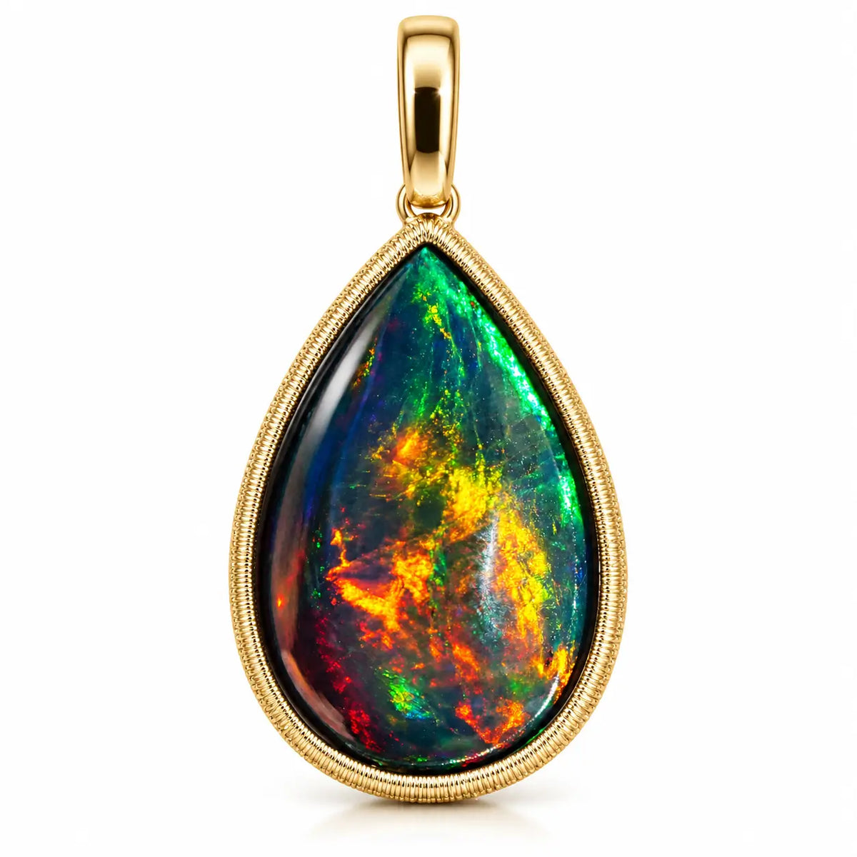 14k yellow gold Vivid Glance 3.97ct Natural Black Opal Diamond charm (One-of-a-Kind)