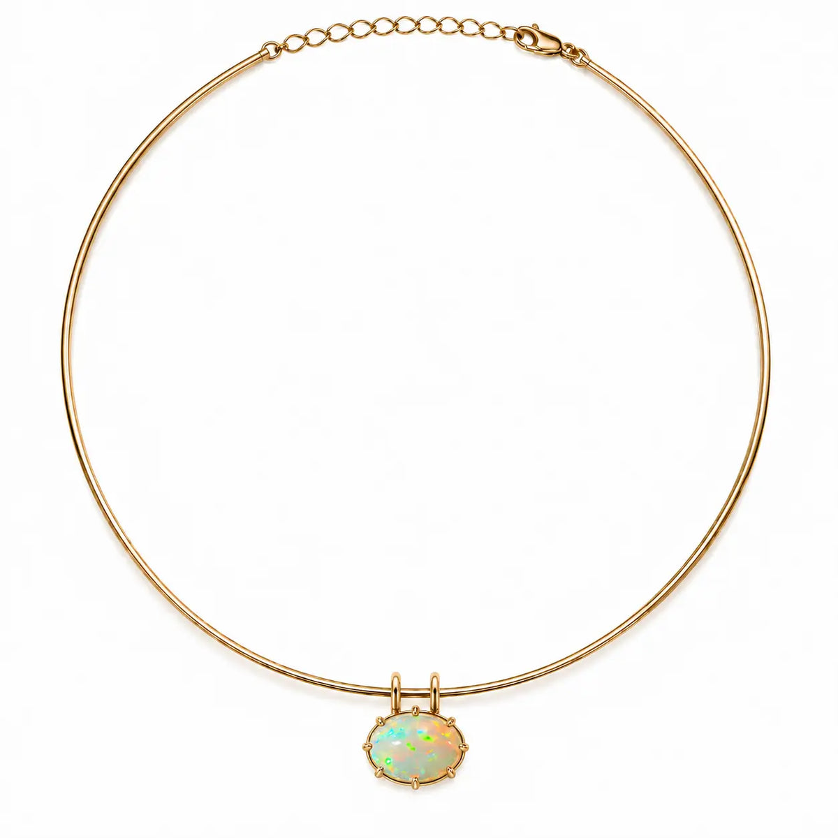 14k yellow gold Vivid Aura 8.61ct Natural Opal Collar Necklace (One-of-a-Kind)