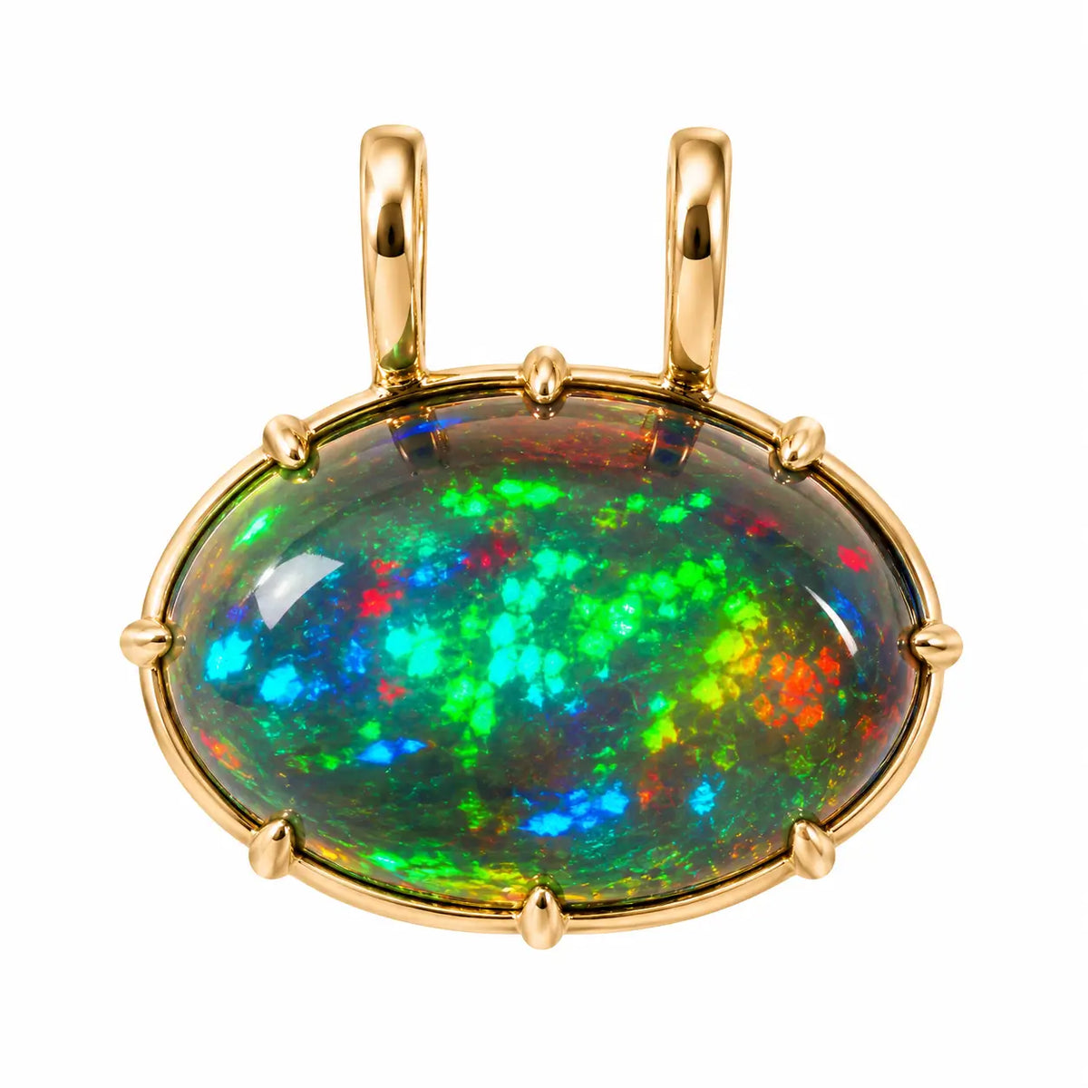 14k yellow gold Vivid Aura 8.35ct Natural Black Opal charm (One-of-a-Kind)