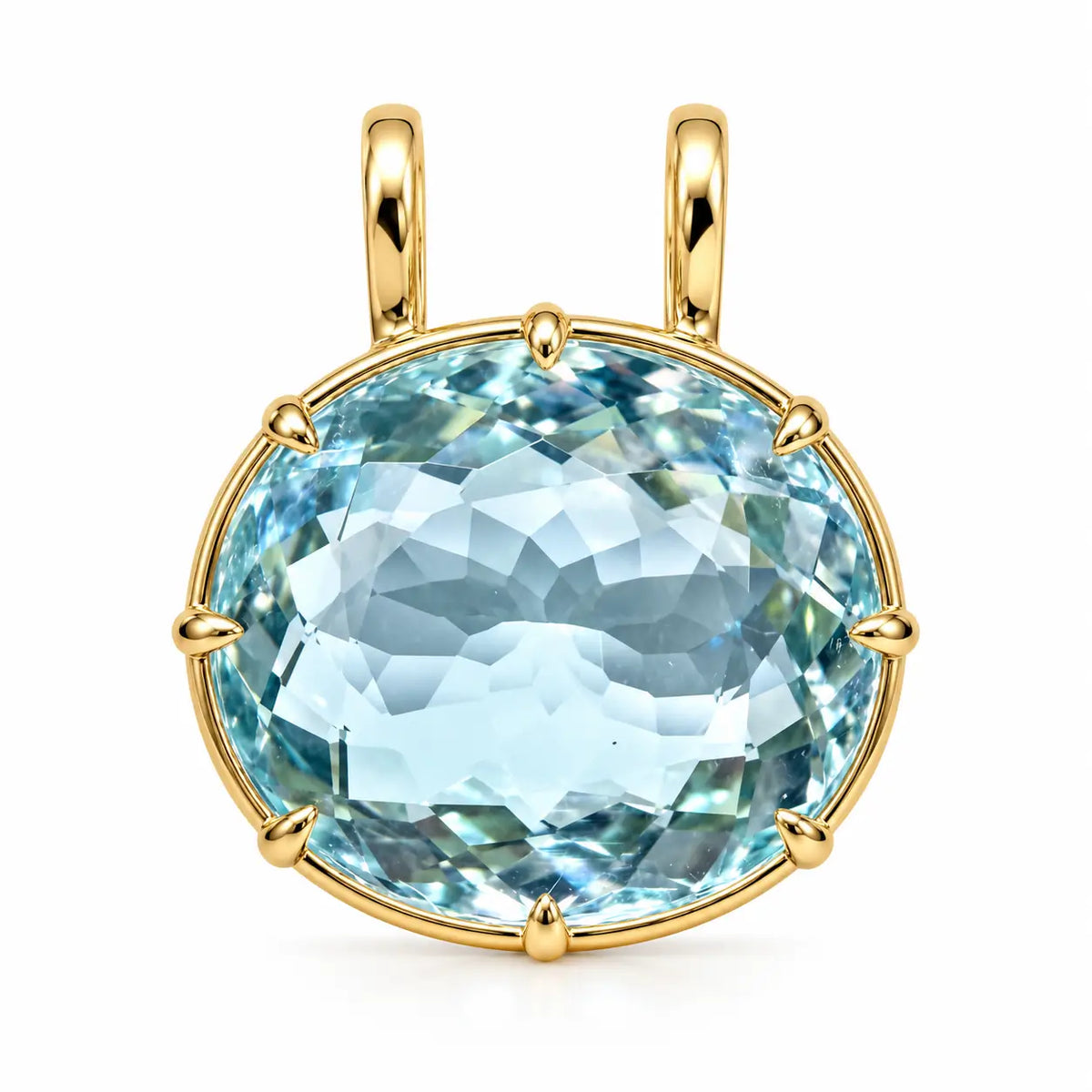 14k yellow gold Vivid Aura AIGS Ceritified 9.52ct Natural Aquamarine Charm (One-of-a-Kind)