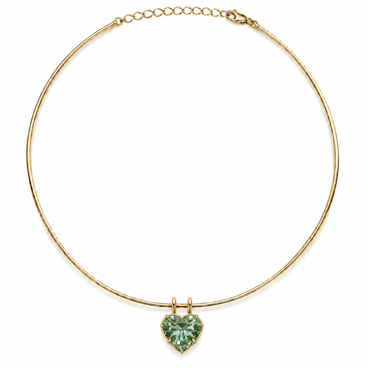 14k yellow gold Vivid Aura 14.55ct Natural Prasiolite Collar Necklace (One-of-a-Kind)