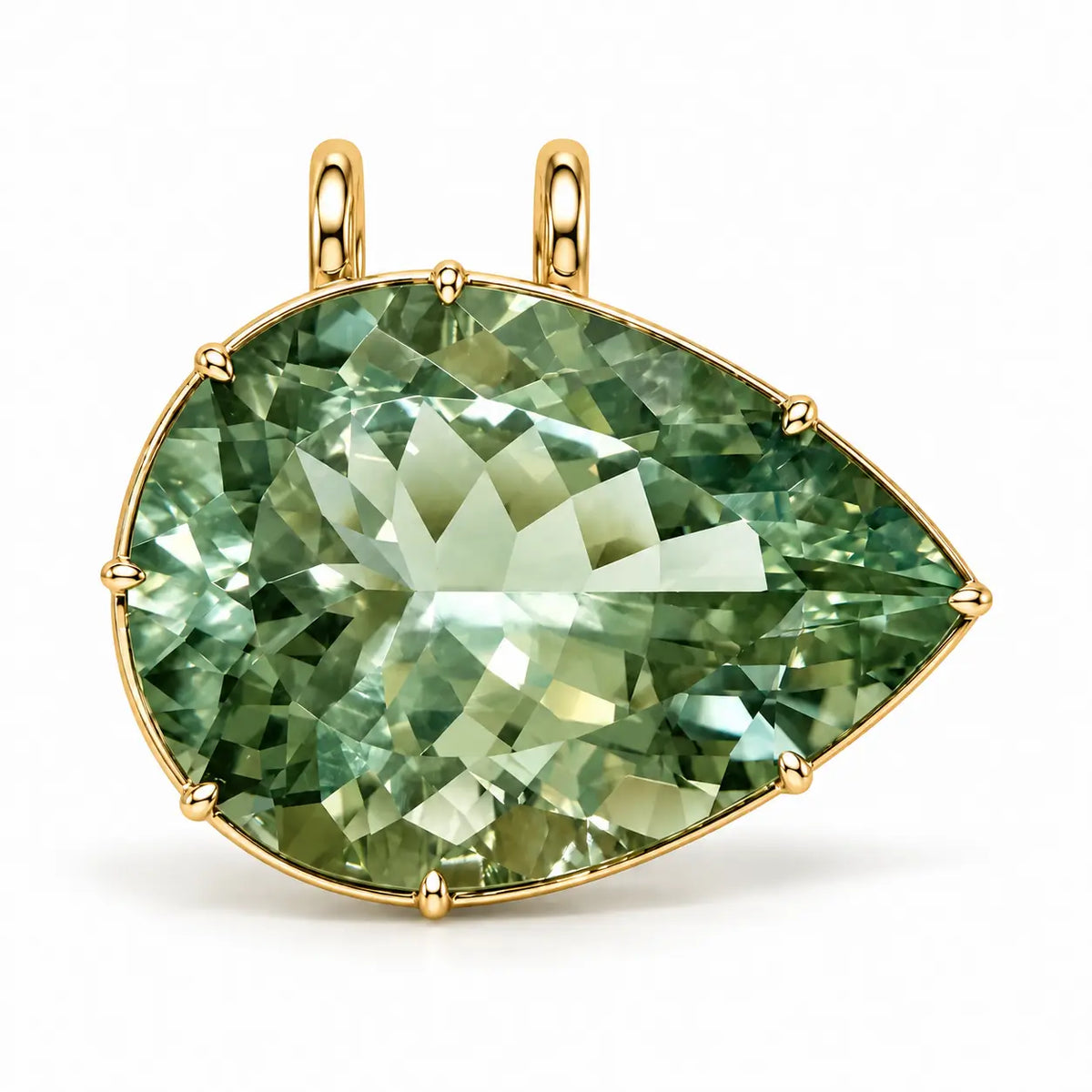 14k yellow gold Vivid Aura 20.88ct Natural Prasiolite Charm (One-of-a-Kind)