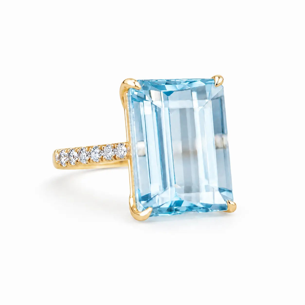 kai fine jewelry 14k yellow gold Radiant 9.28 ctw AIGS Certified Santa Maria Aquamarine & Diamond Ring (One-of-a-Kind) 
