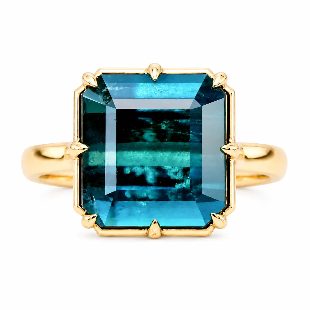 kai fine jewelry Aurea 4.15 ct Natural Blue Tourmaline Ring in 14k yellow gold size 7 (One-of-a-Kind)
