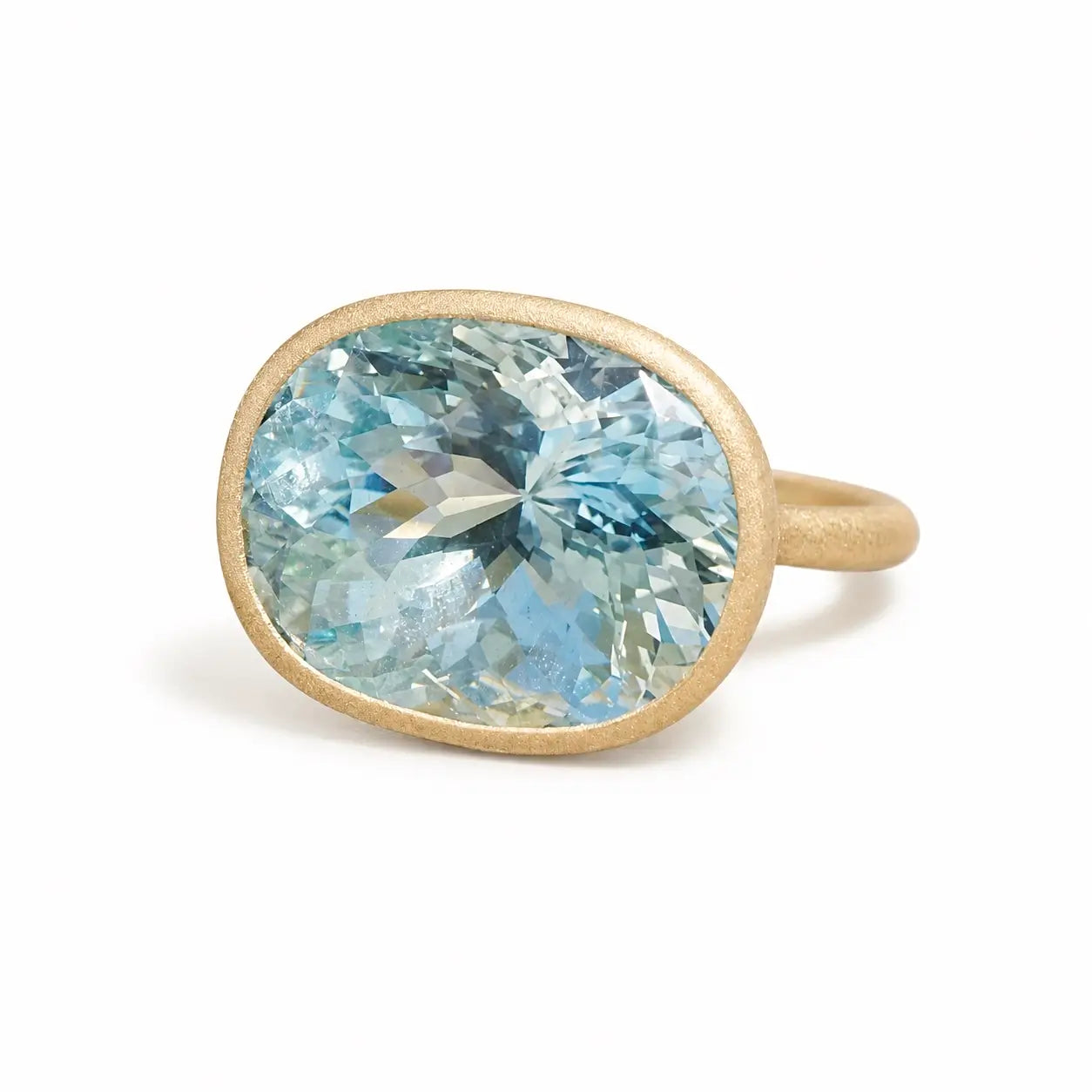 kai fine jewelry Aria Arch 8.57 ct AIGS Certified Aquamarine East-West Ring in 14k yellow gold size 7 (One-of-a-Kind)
