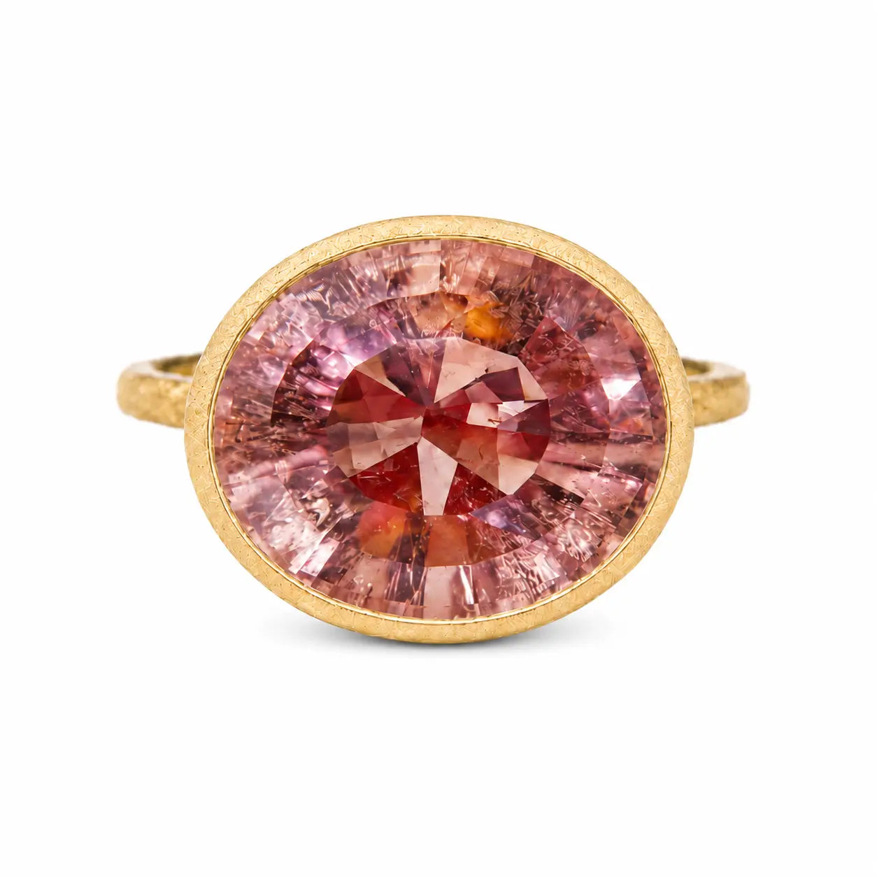 14k gold Aria Arch 5.71 ct Natural Sunset Natural Pink Tourmaline East-West Ring (One-of-a-Kind)