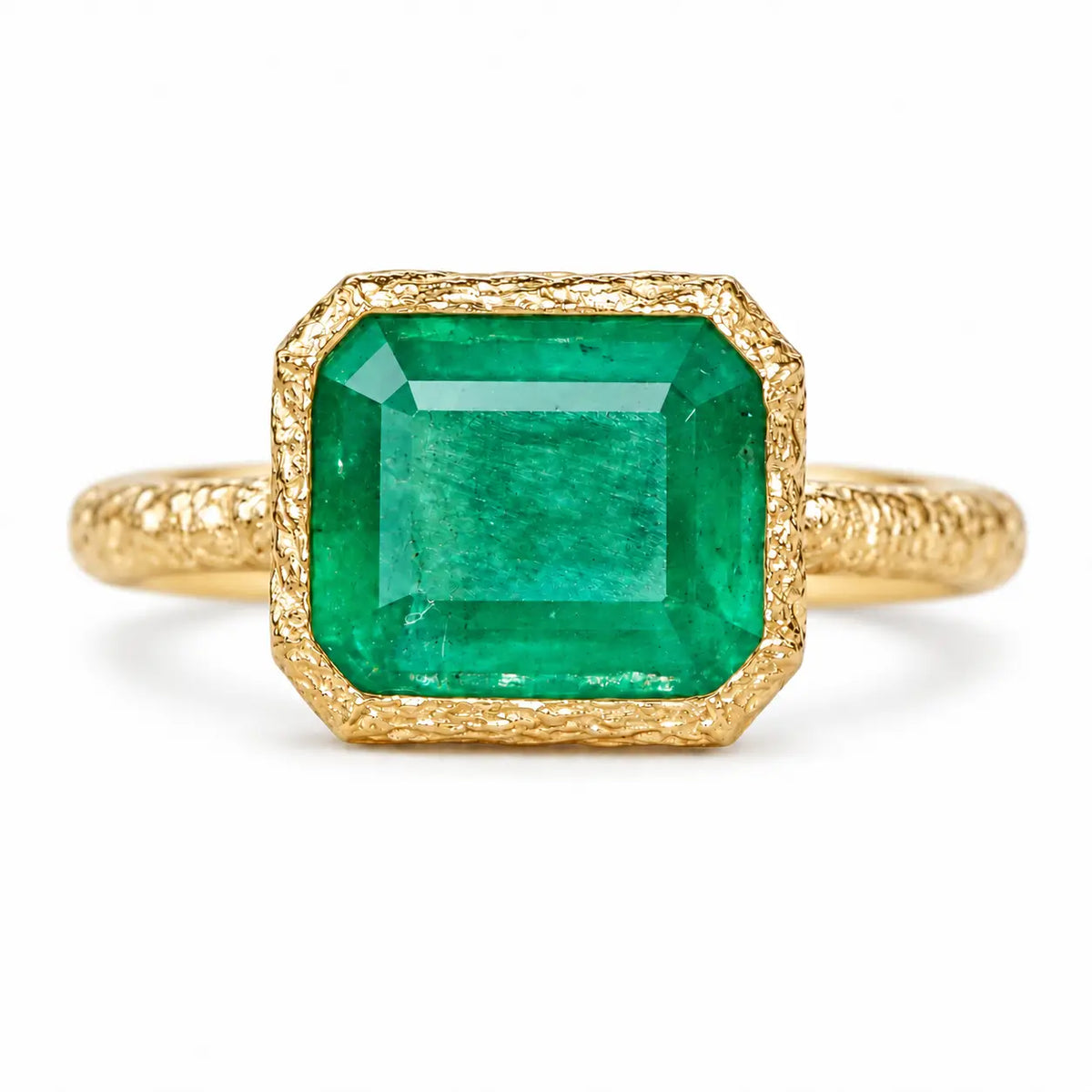 14k yellow gold Aria Arch 3.43 ct Natural Emerald East-West Ring (One-of-a-Kind)