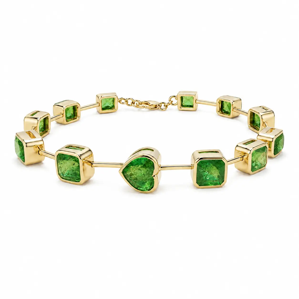 Nina Zhou x Kai 14k yellow gold The Garland 16.25 ctw Natural Tsavorite Link Bracelet (One-of-a-Kind)