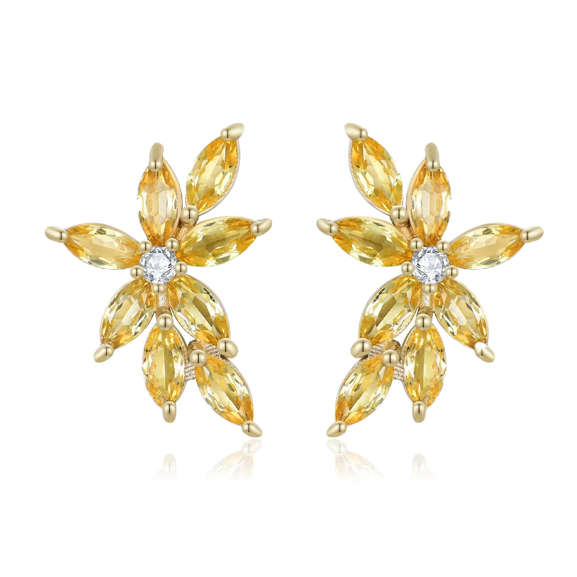 14k gold Nina Zhou x Kai Natural Yellow Sapphire Diamond Small Cluster Earrings