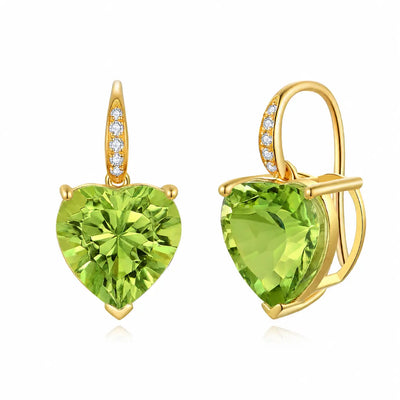 Radiant Heart Peridot Diamond Drop Earrings