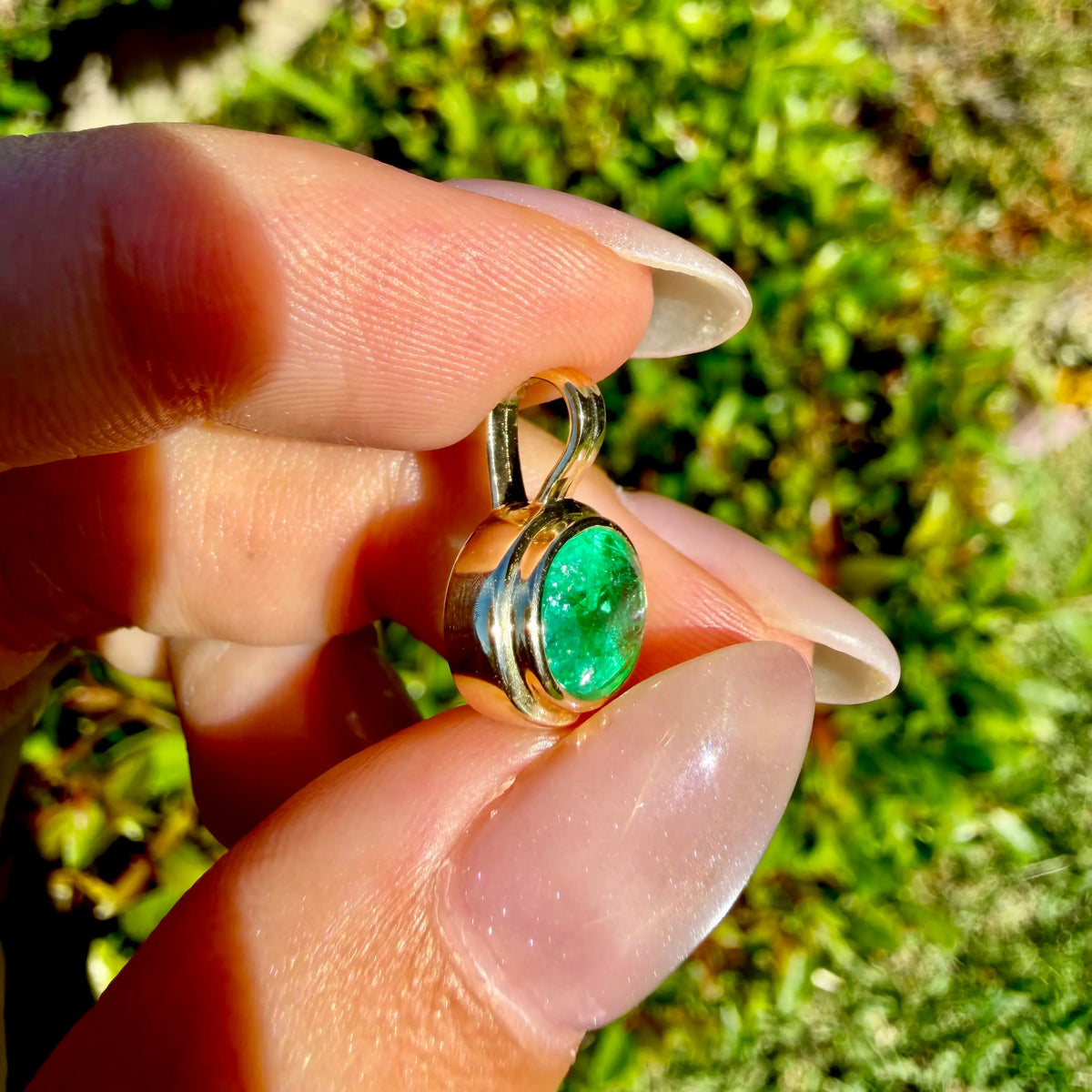 14k yellow gold Bella AIGS Certified 1.70ct Natural Emerald Diamond charm (One-of-a-Kind)