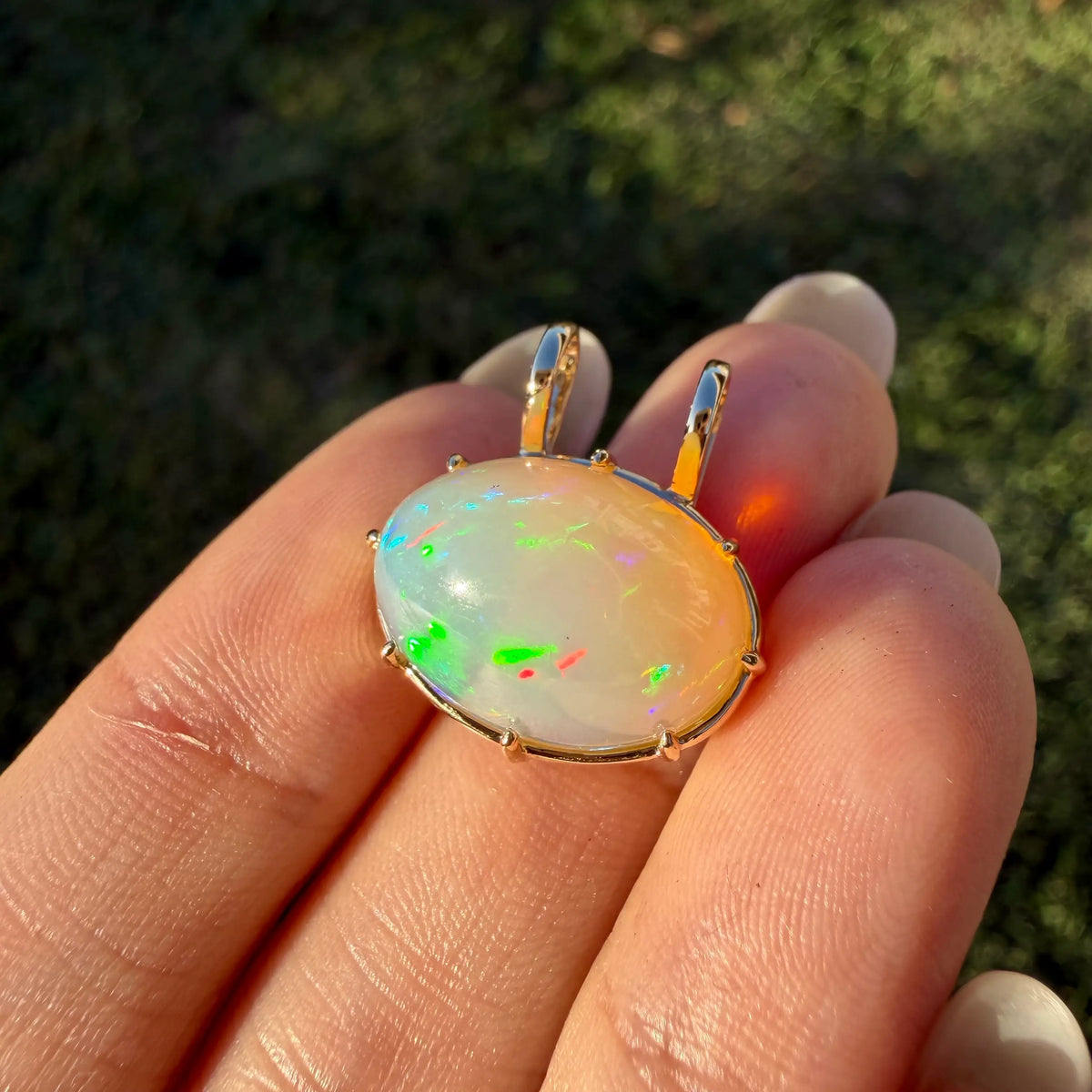 14k yellow gold Vivid Aura 8.61ct Natural Opal charm only (One-of-a-Kind)