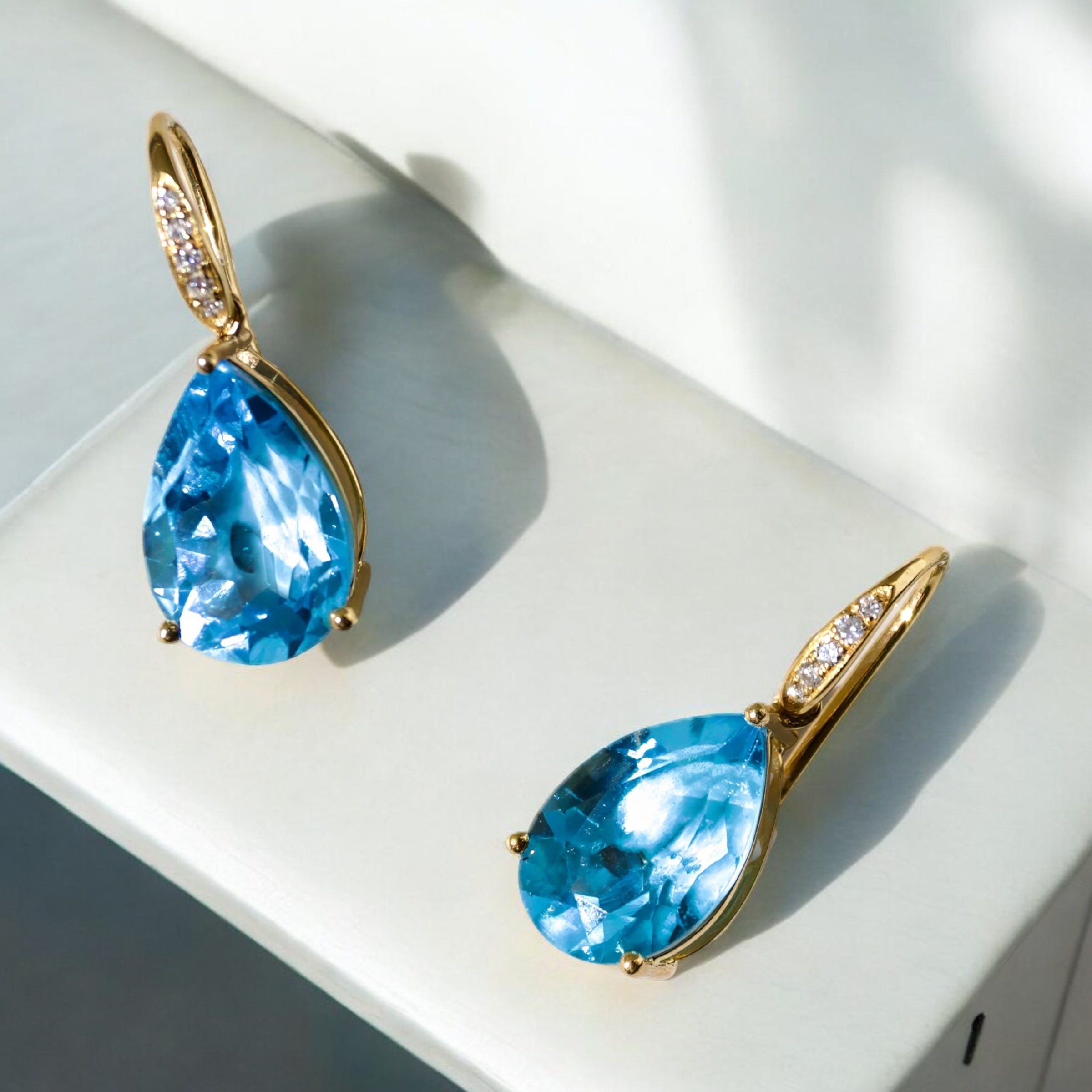 Radiant Pear Topaz Diamond Baroque Pearl Convertible Drop Earrings