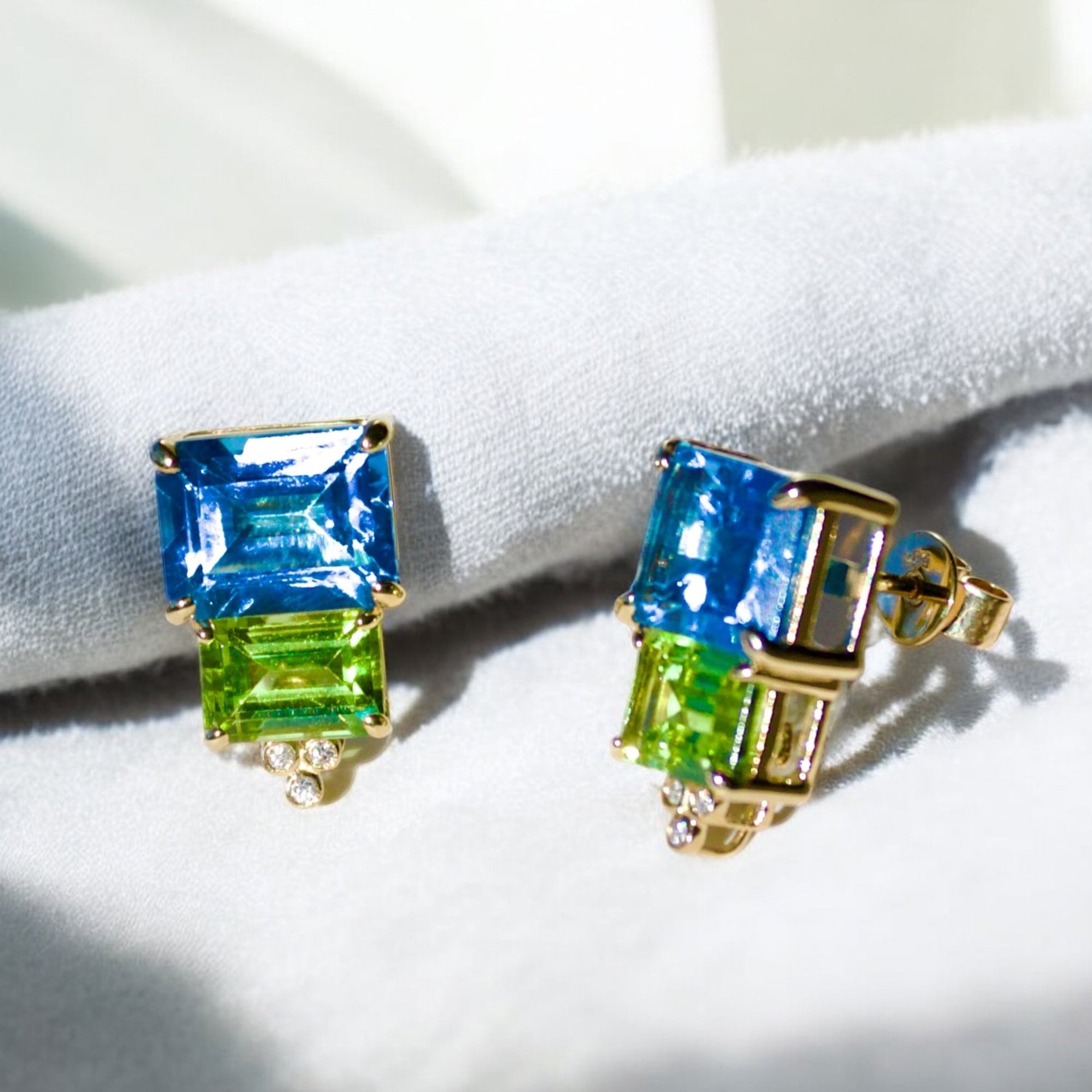 Fortune Topaz Peridot Diamond Pearl Convertible Drop Earrings