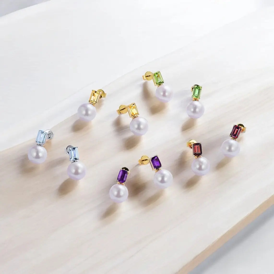 gemstone pearl convertible earrings