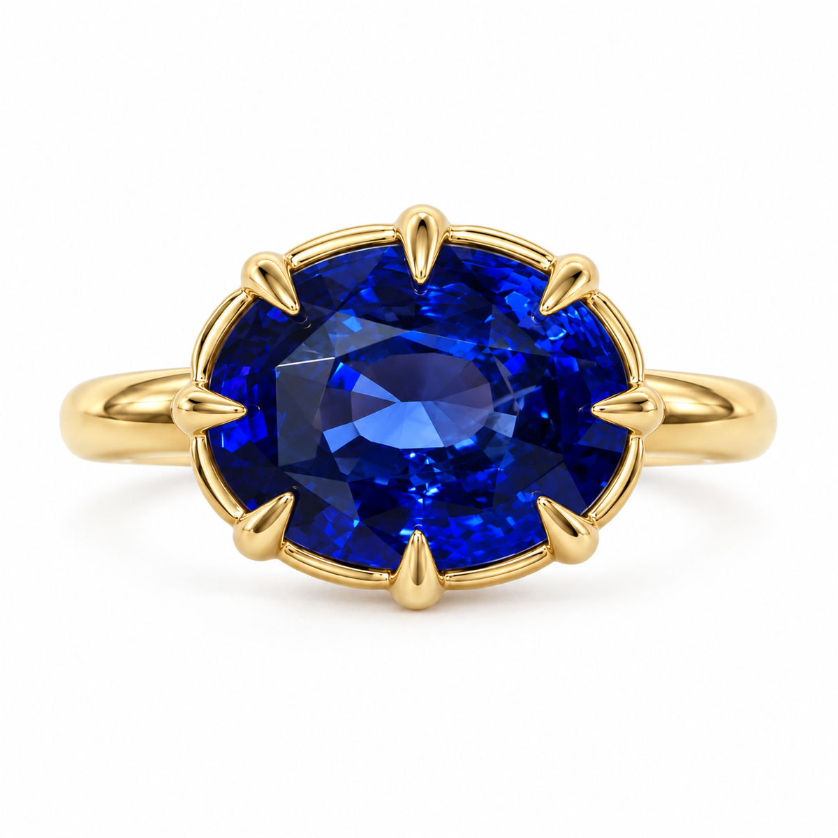 (SOLD) Aurea 4.15 ct AIGS Certified Natural Royal Blue Sapphire East-West Ring (One-of-a-Kind)