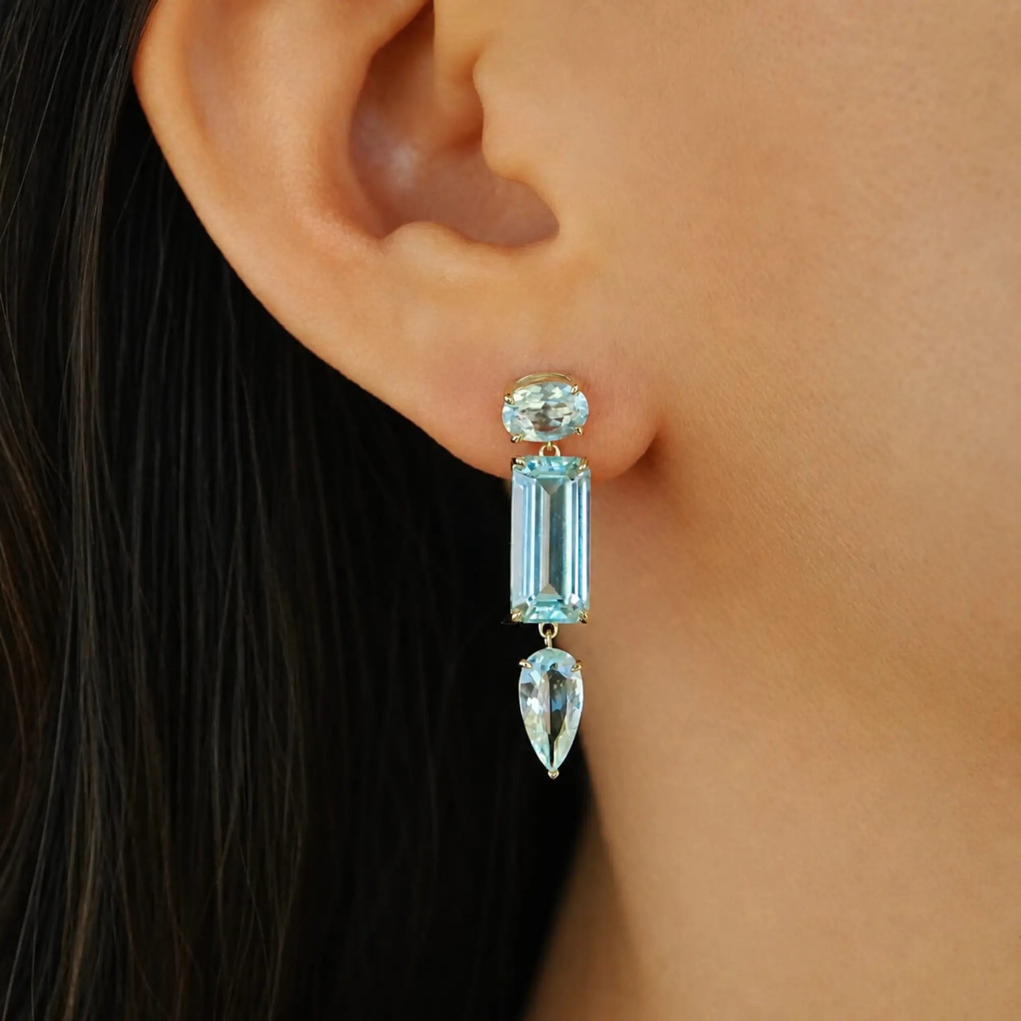 Garden Melody 9.60 ctw Natural Aquamarine Drop Earrings (One-of-a-Kind)
