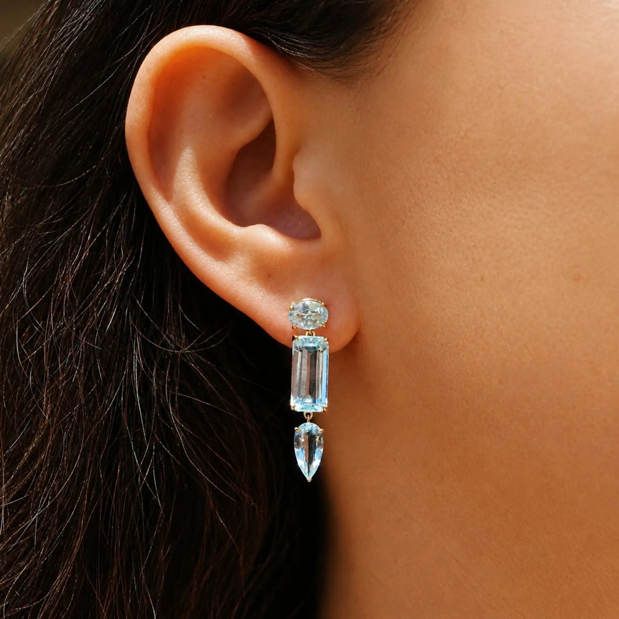 Garden Melody 9.60 ctw Natural Aquamarine Drop Earrings (One-of-a-Kind)