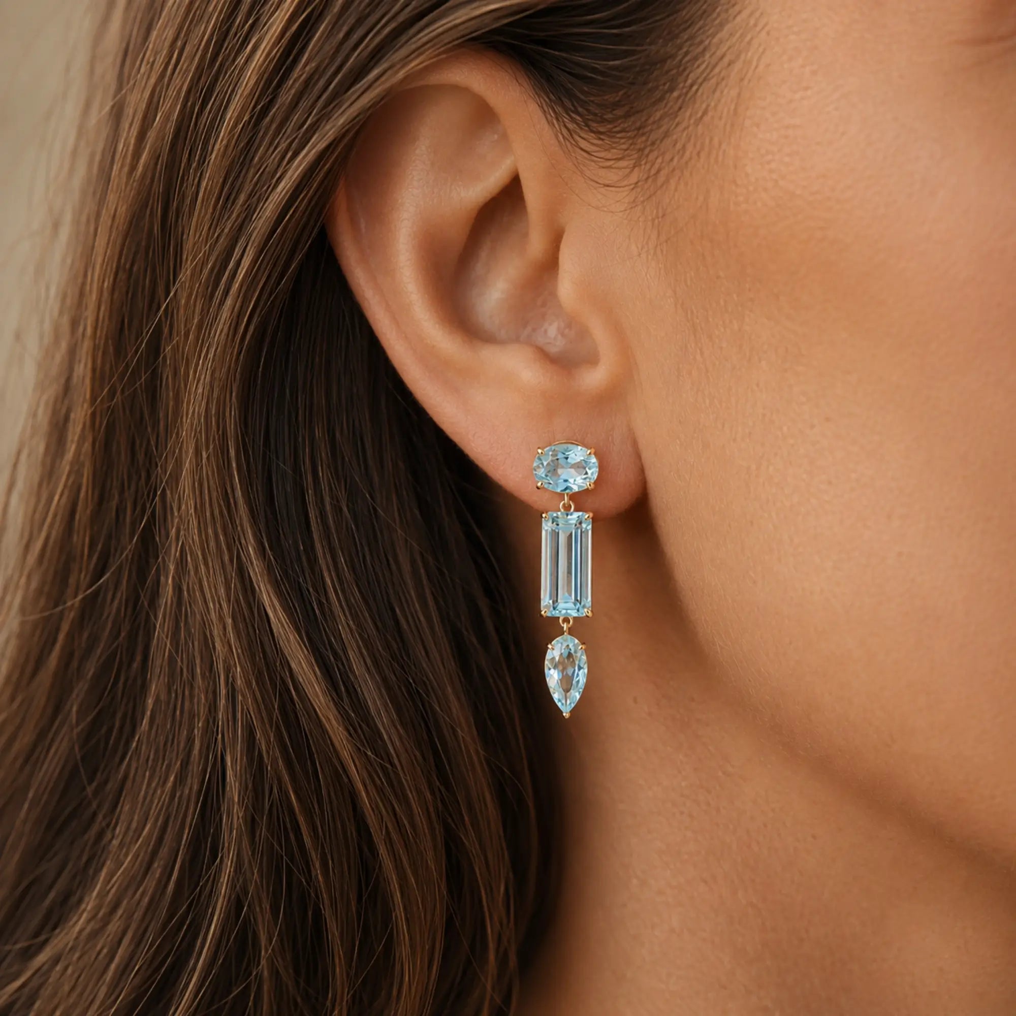 Garden Melody 9.60 ctw Natural Aquamarine Drop Earrings (One-of-a-Kind)