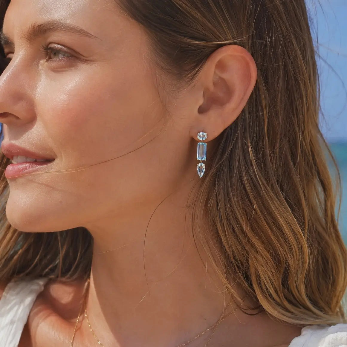 Garden Melody 9.60 ctw Natural Aquamarine Drop Earrings (One-of-a-Kind)