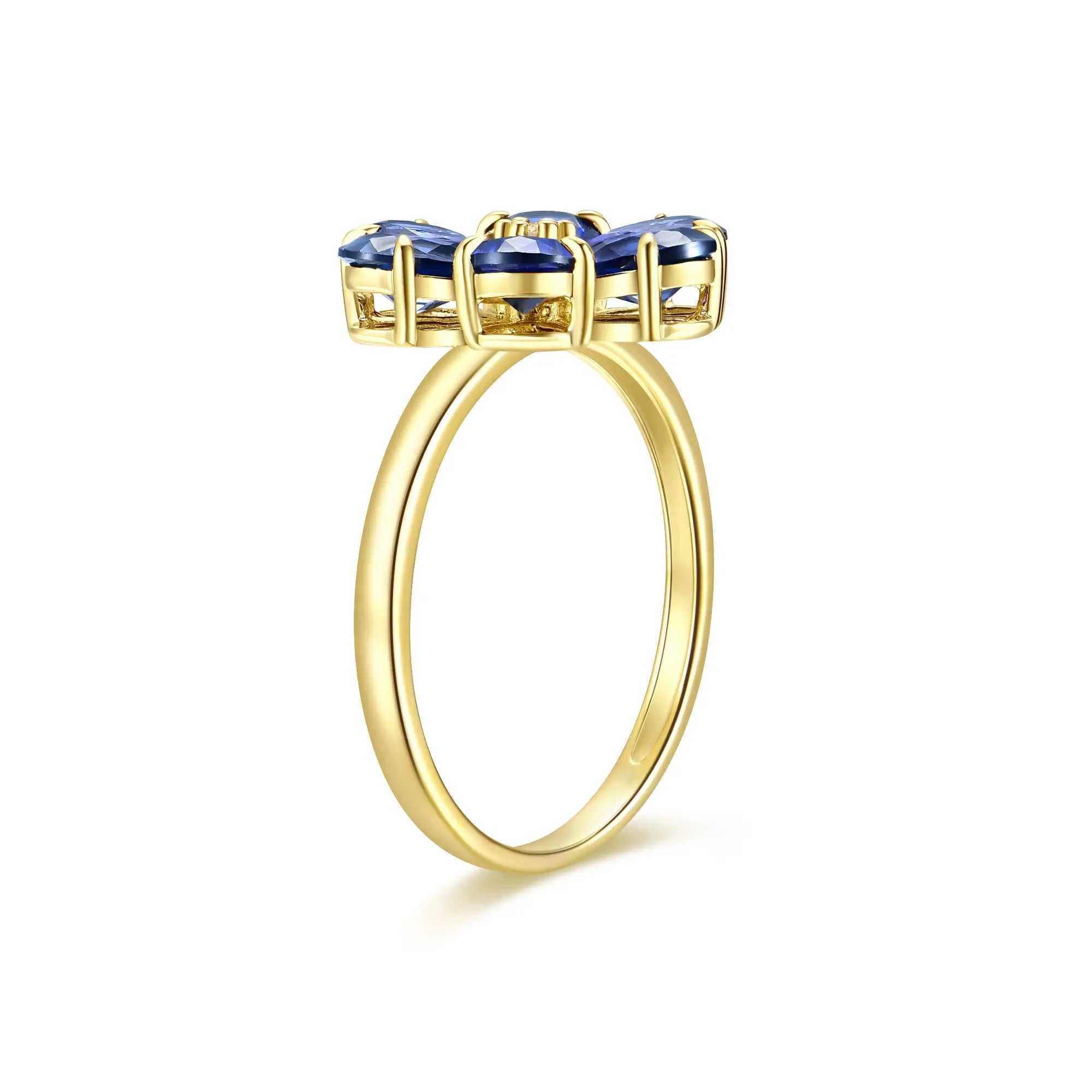 14k yellow gold Flora Blossom 2.82ctw Lab Grown Sapphire Diamond Ring 