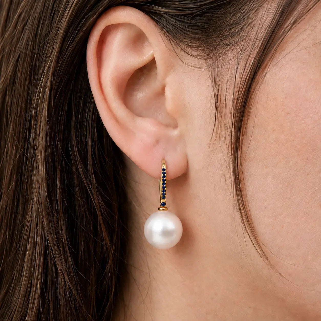 Paradise Sapphire Convertible Round Pearl Drop Earrings