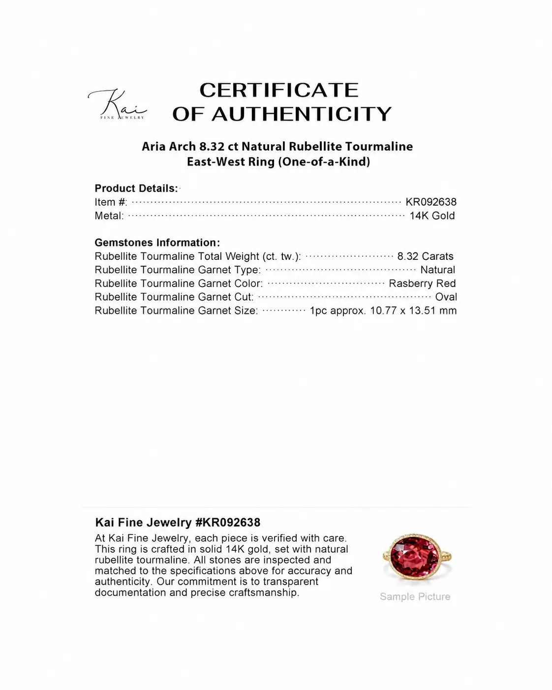 (SOLD) Aria Arch 8.32 ct Natural Rubellite Tourmaline East-West Ring (One-of-a-Kind)