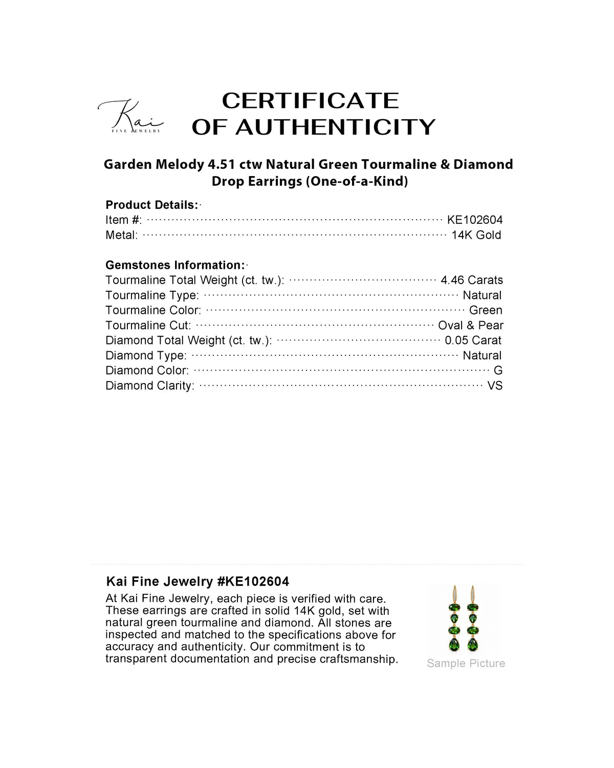 Garden Melody 4.51 ctw Natural Green Tourmaline & Diamond Drop Earrings (One-of-a-Kind)