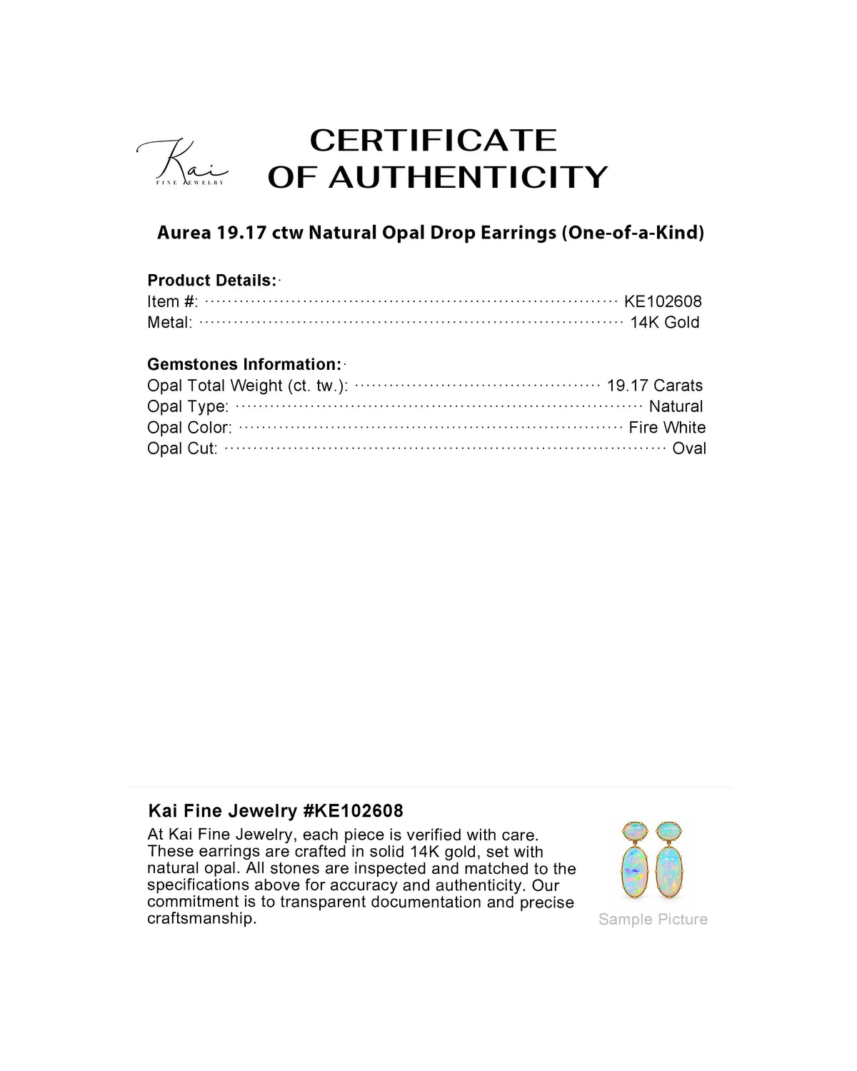 Aurea 19.17 ctw Natural Opal Drop Earrings (One-of-a-Kind)