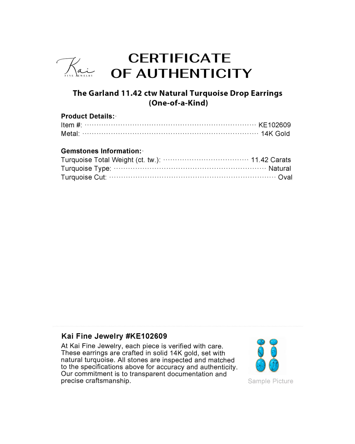 The Garland 11.42 ctw Natural Turquoise Drop Earrings (One-of-a-Kind)