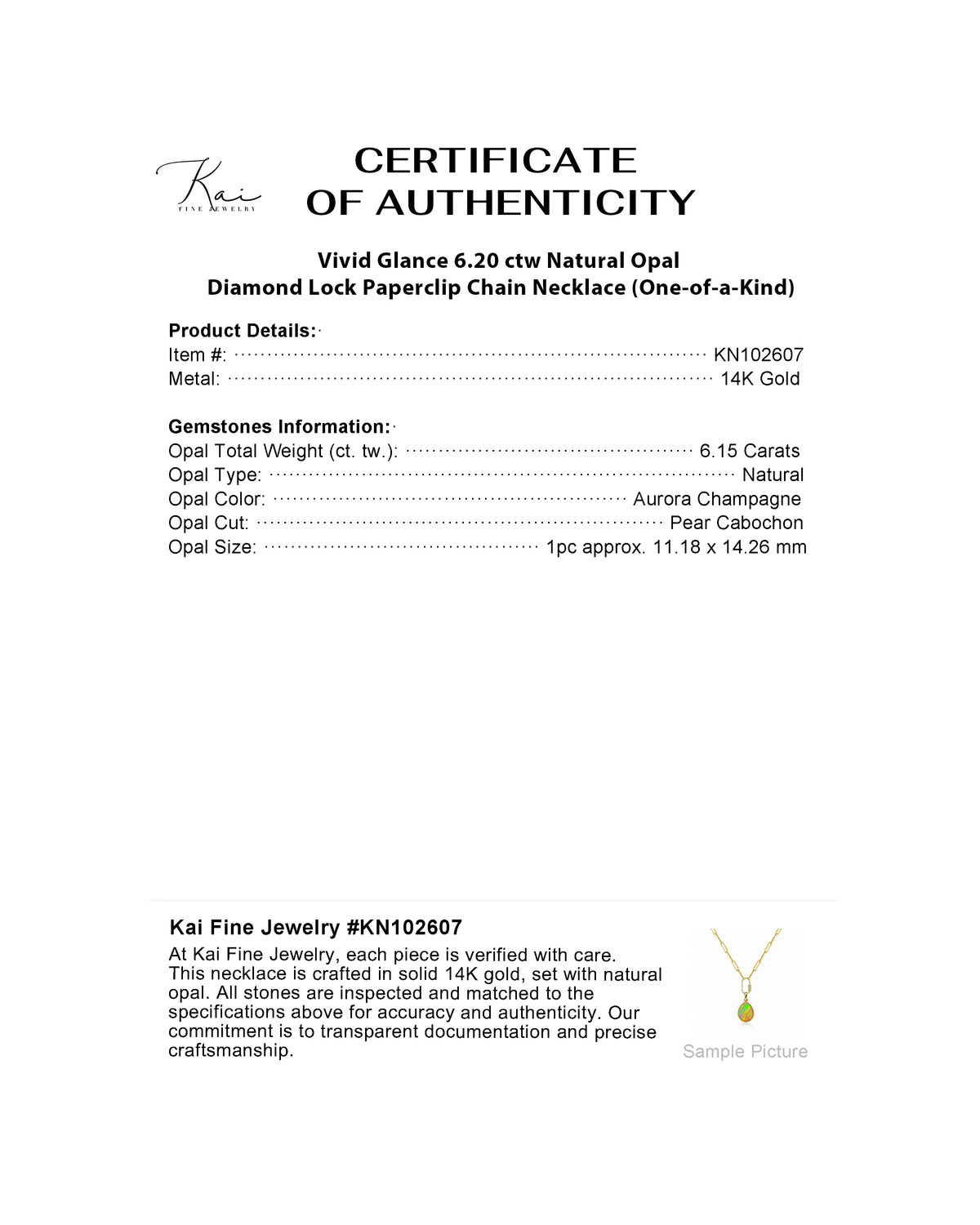 Vivid Glance 6.20 ctw Natural Opal Diamond Lock Paperclip Chain Necklace (One-of-a-Kind)