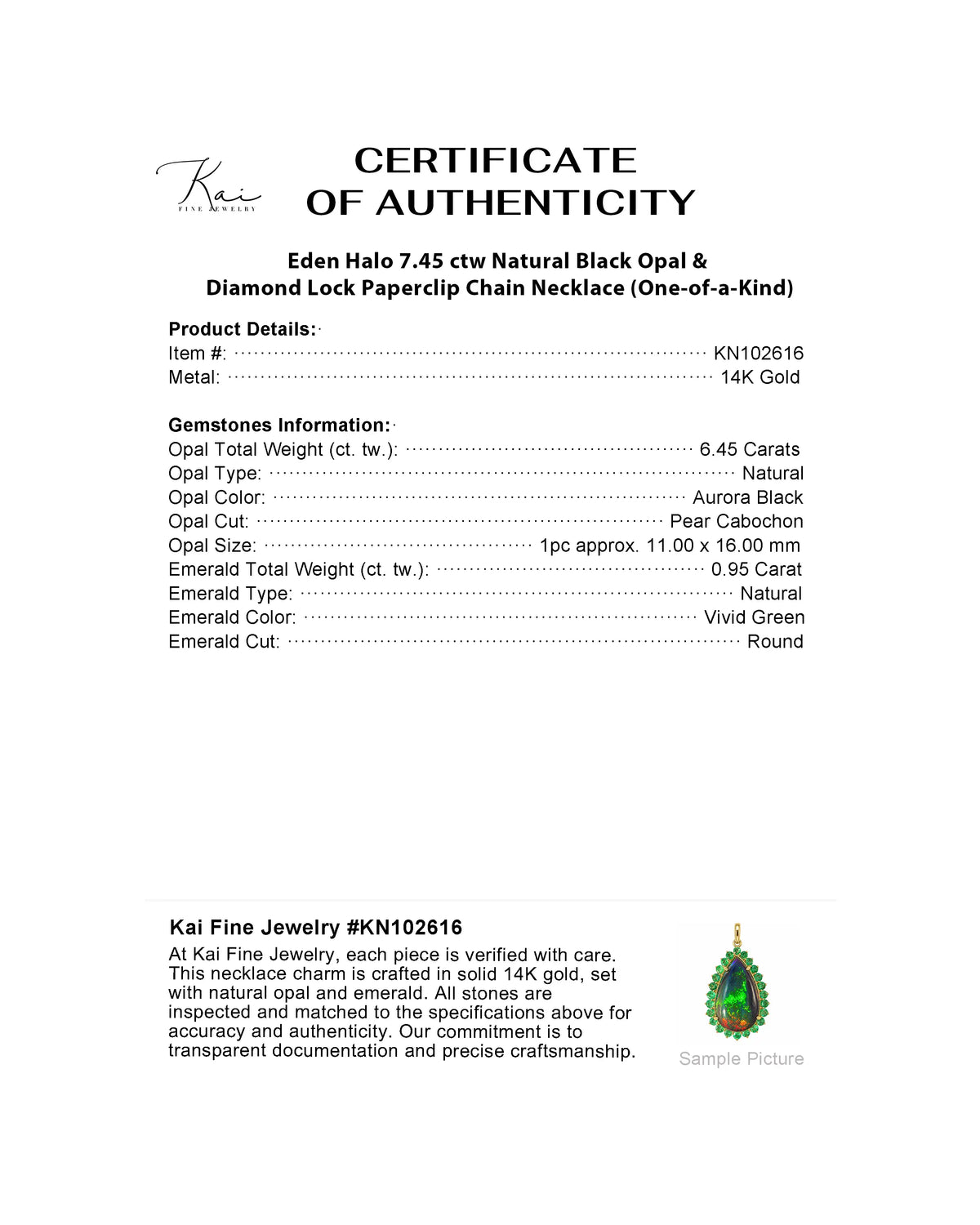 (SOLD) Eden Halo 7.45 ctw Natural Black Opal & Diamond Lock Paperclip Chain Necklace (One-of-a-Kind)