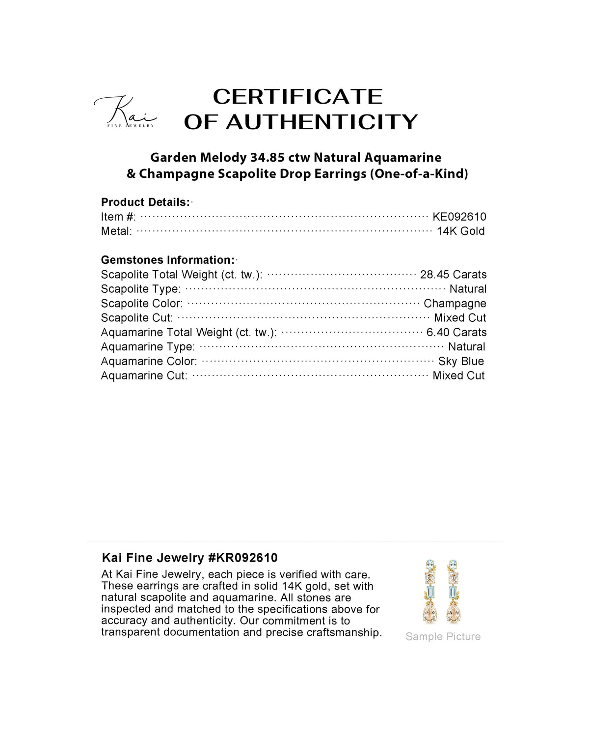 Garden Melody 34.85 ctw Natural Aquamarine & Champagne Scapolite Drop Earrings (One-of-a-Kind)