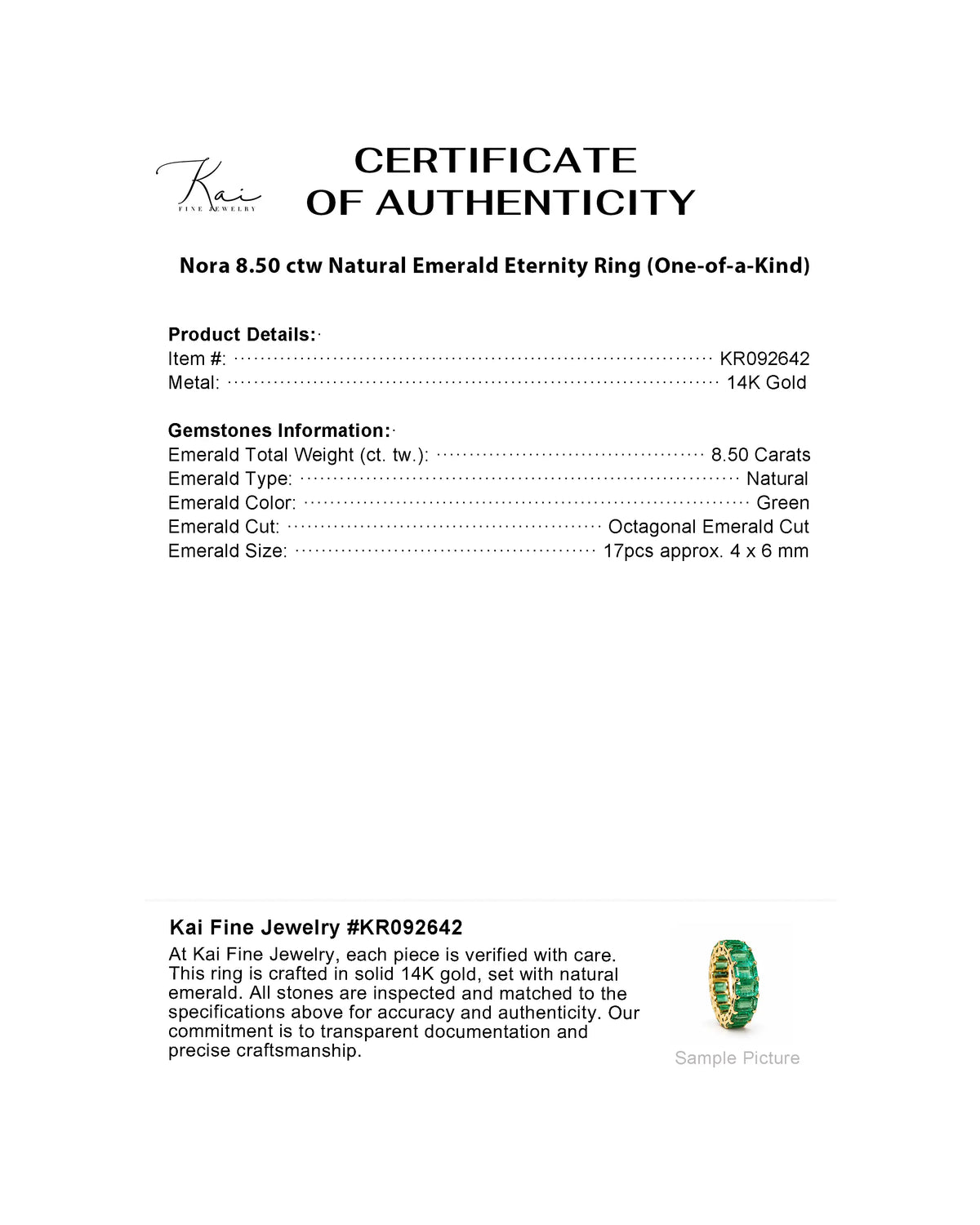 Nora 8.50 ctw Natural Emerald Eternity Ring (One-of-a-Kind)