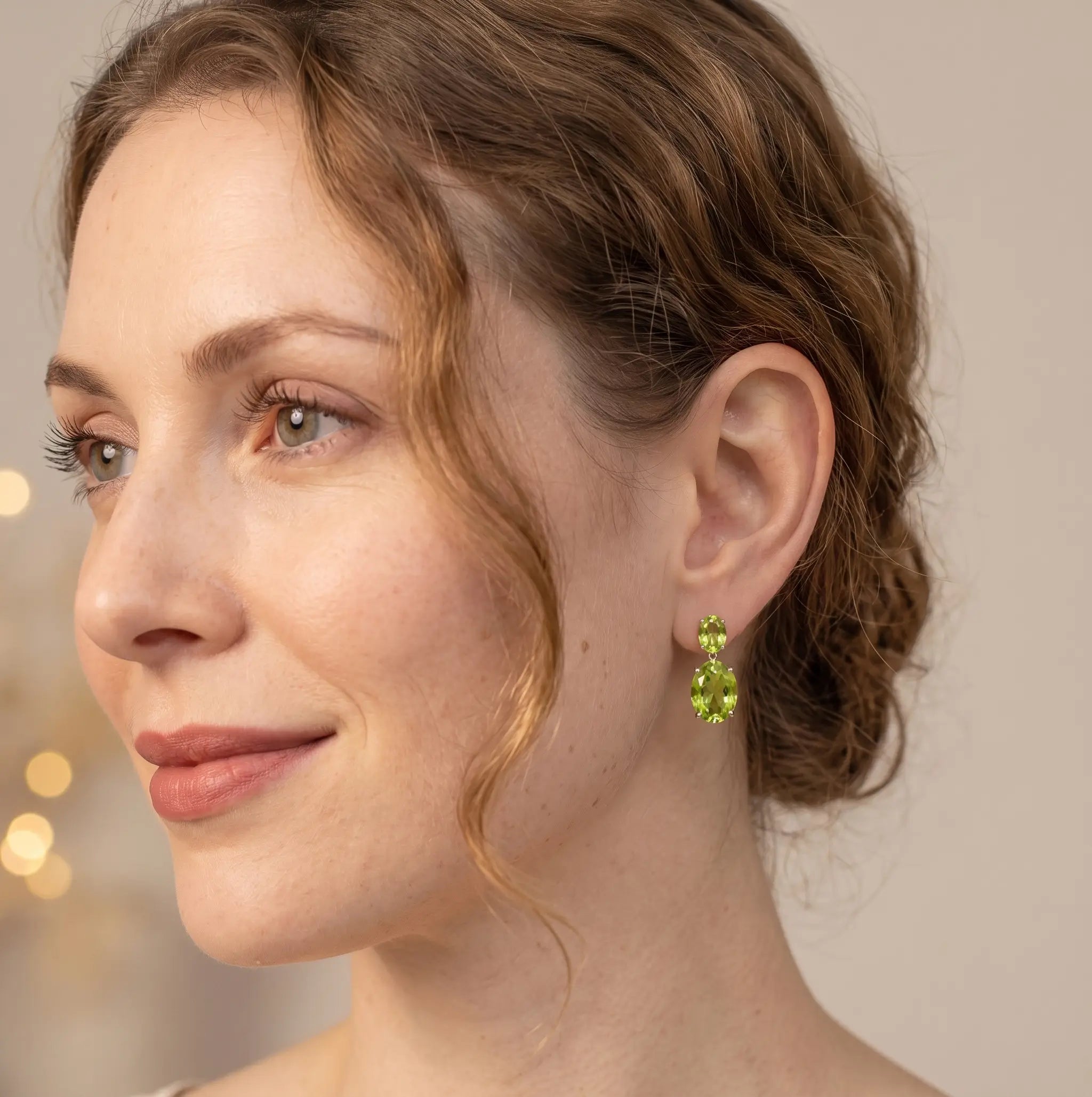 kai fine jewelry Duet Natural Oval Peridot Drop Earrings in 14k yellow gold