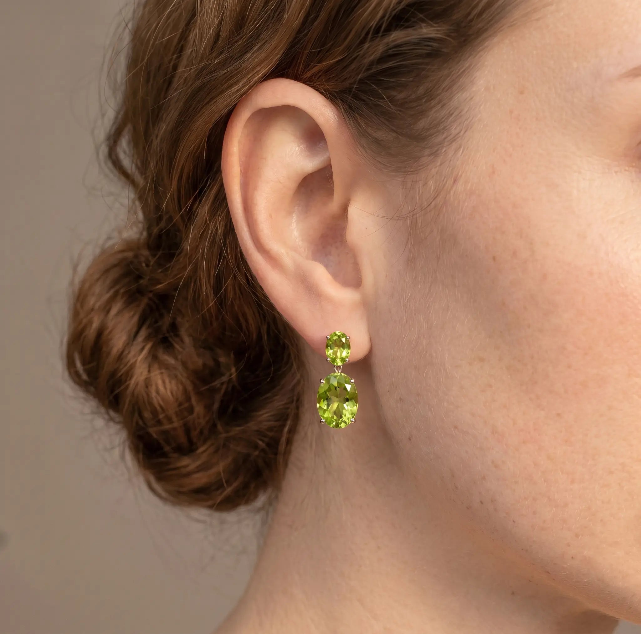 kai fine jewelry Duet Natural Oval Peridot Drop Earrings in 14k yellow gold