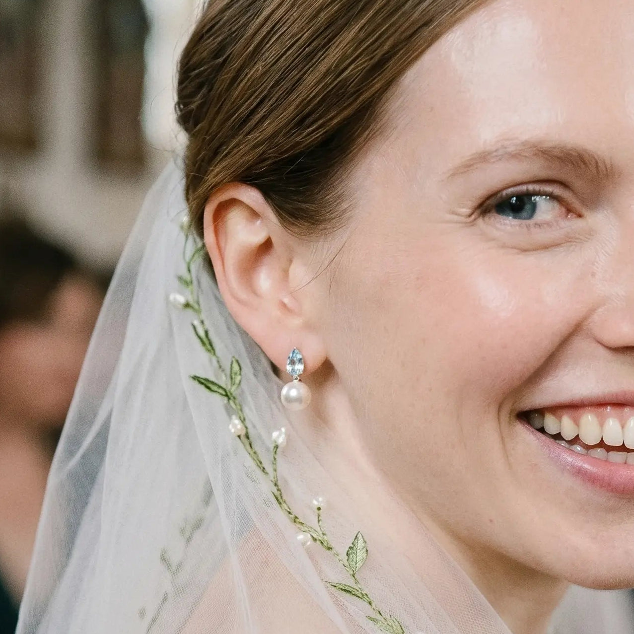 wedding bridal pearl drop earrings, gift for women, 14k yellow gold Venus Tears natural Aquamarine & freshwater Pearl Convertible Earrings