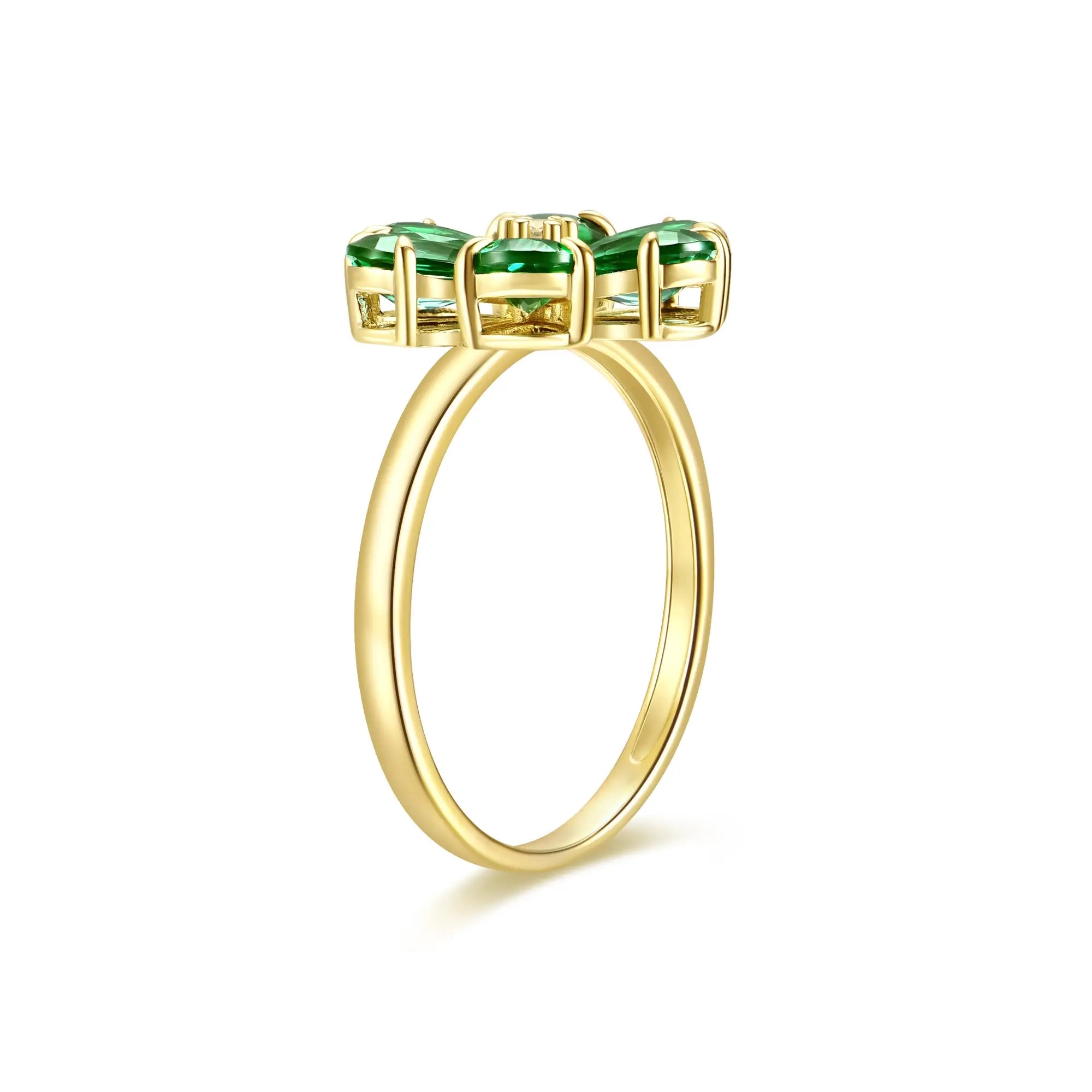 14k yellow gold Flora Blossom 2.42 ctw Lab Grown Emerald Diamond Ring